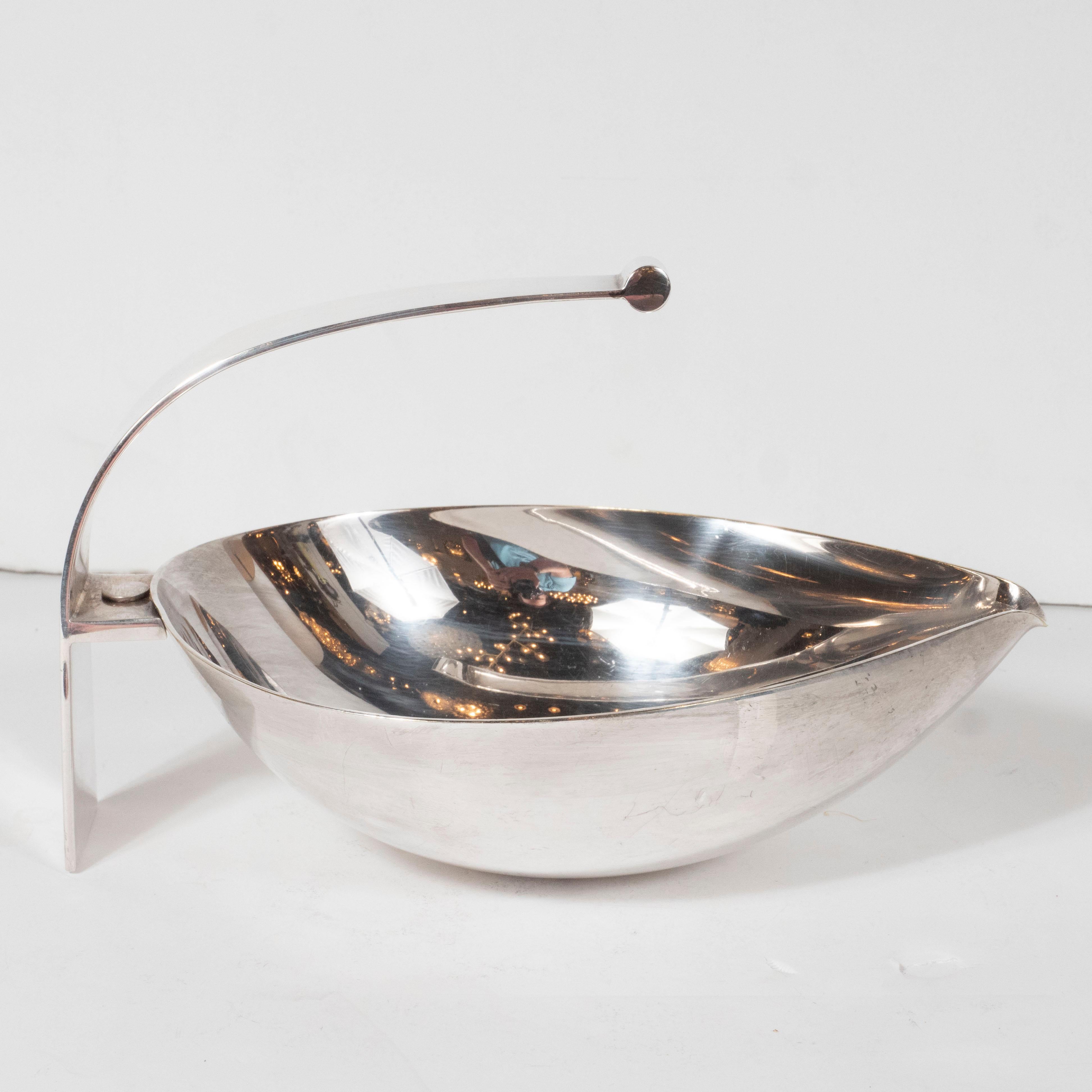 Italian Mid-Century Modern Cantilevered Silverplated Decorative Dish Signed Mesa 4