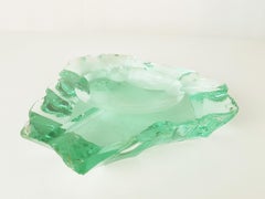 Italian Mid-century modern carved glass ashtray attr. to Fontana Arte