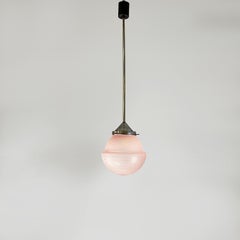 Italian mid-century modern Ceiling lamp in pink glass and metal, 1940s