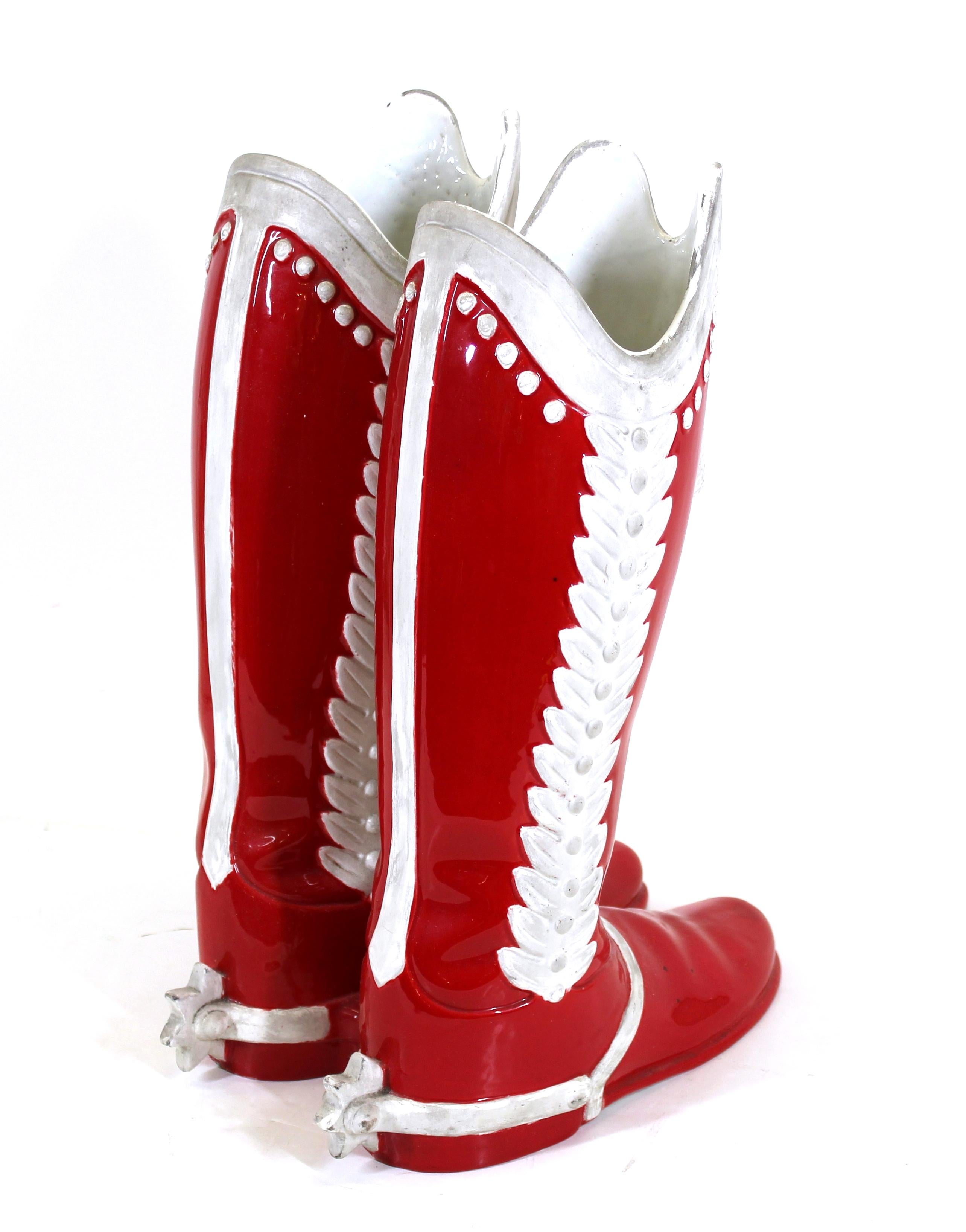 Mid-20th Century Italian Mid-Century Modern Ceramic Boots Umbrella Stand