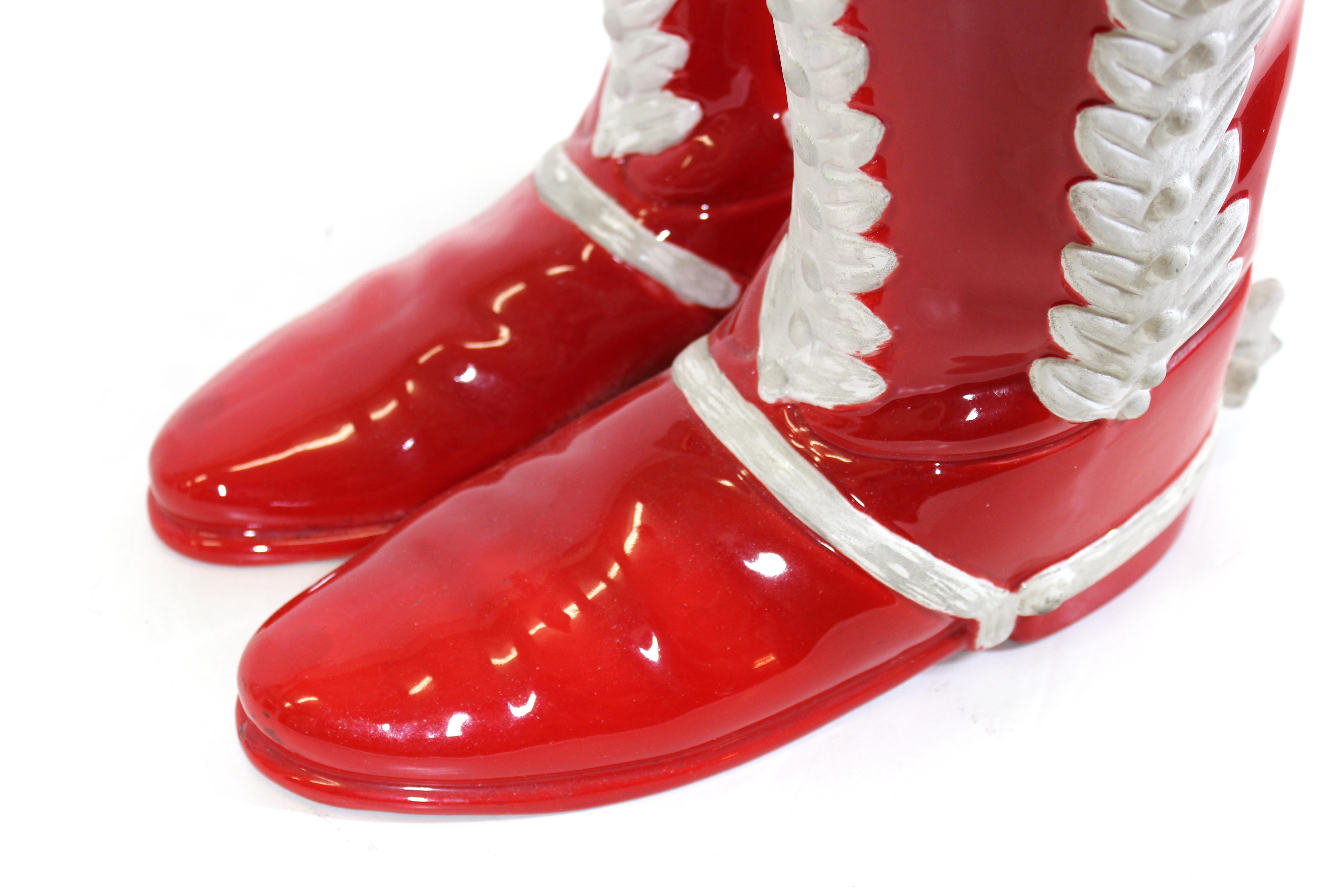 Italian Mid-Century Modern Ceramic Boots Umbrella Stand 4