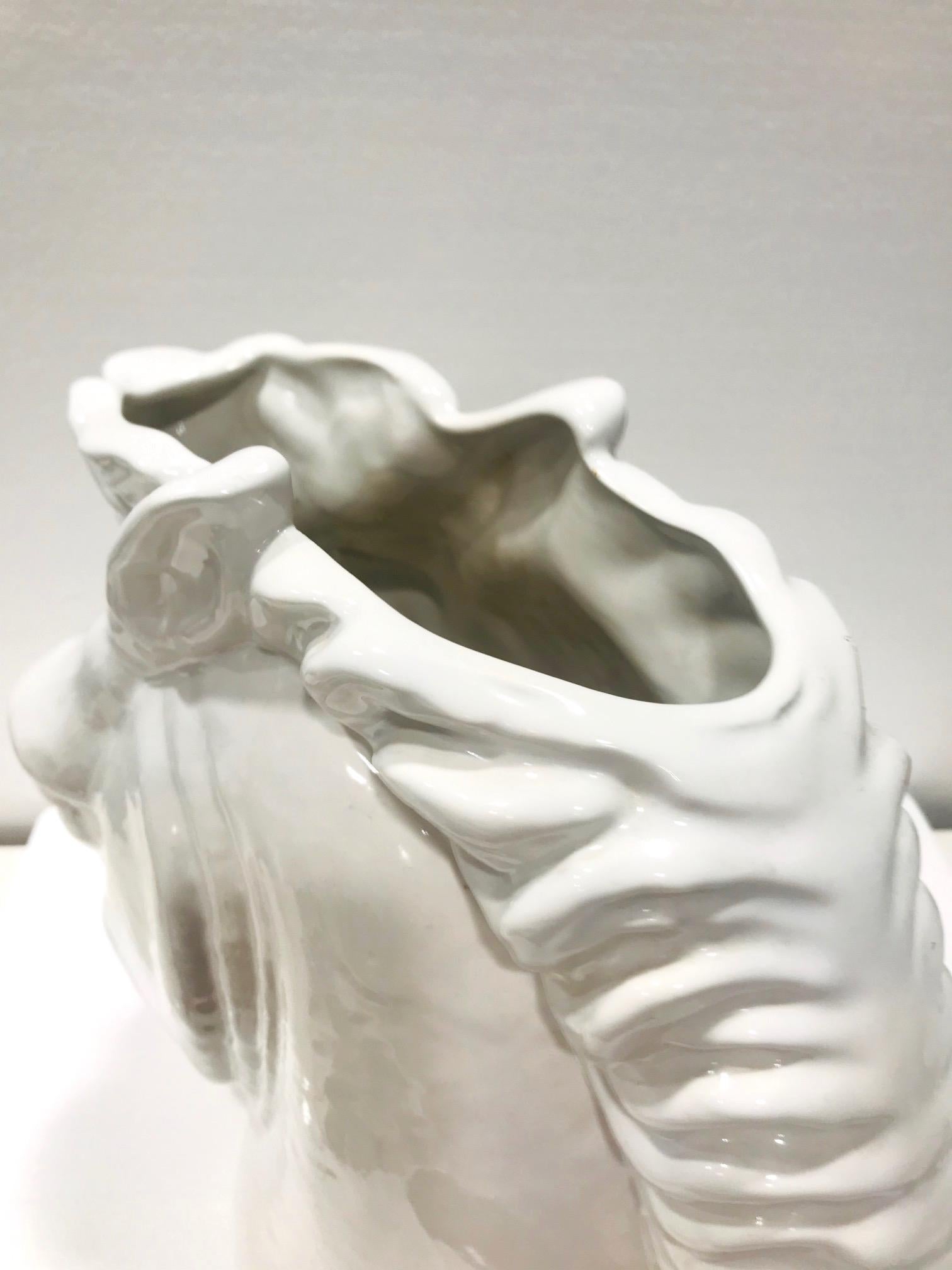 Art Deco Ceramic Horse Head Vase and Sculpture in White Glaze 2