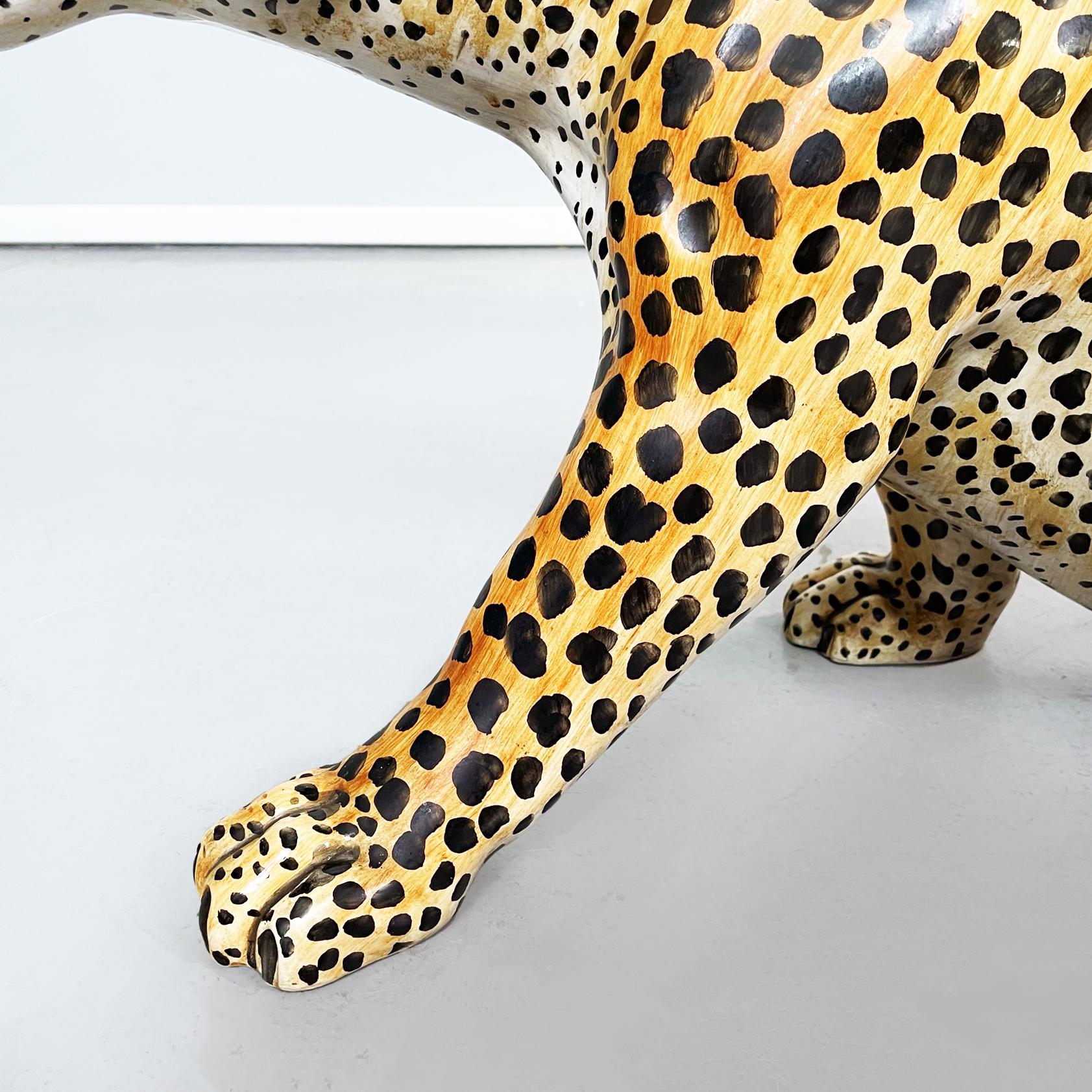 Italian Mid-Century Modern Ceramic Statue of a Feline Animal Cheetah, 1960s For Sale 6
