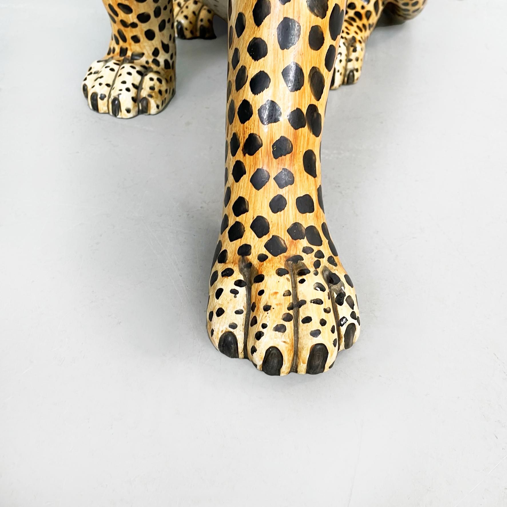 Italian Mid-Century Modern Ceramic Statue of a Feline Animal Cheetah, 1960s For Sale 7