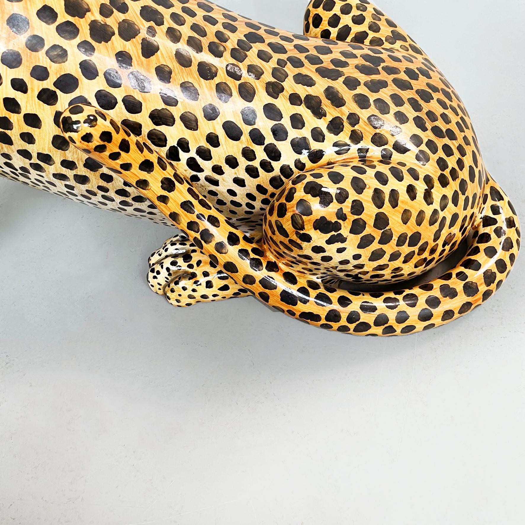 Italian Mid-Century Modern Ceramic Statue of a Feline Animal Cheetah, 1960s For Sale 10