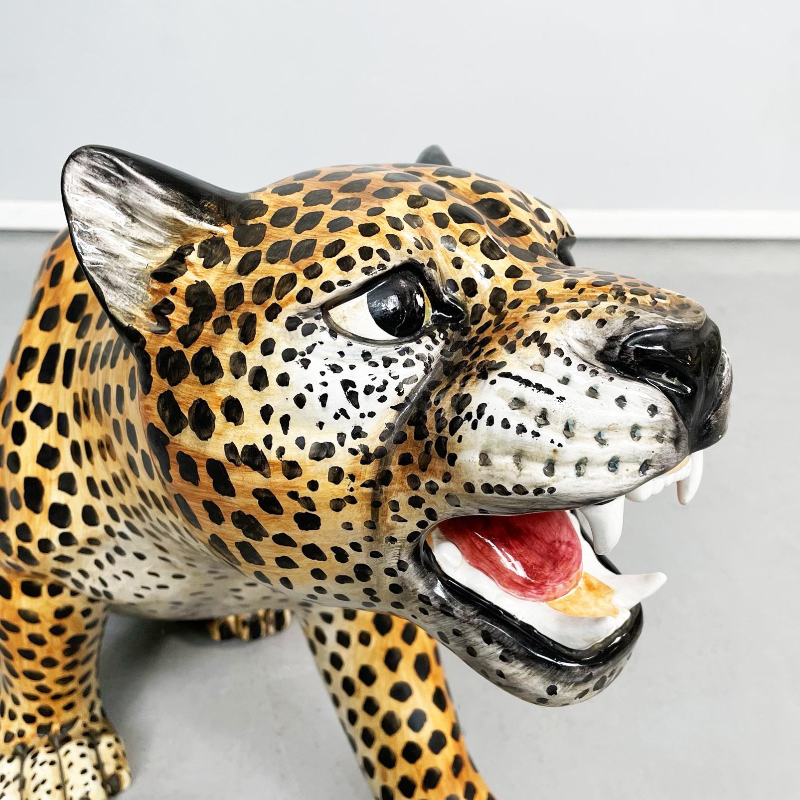 Italian Mid-Century Modern Ceramic Statue of a Feline Animal Cheetah, 1960s For Sale 2