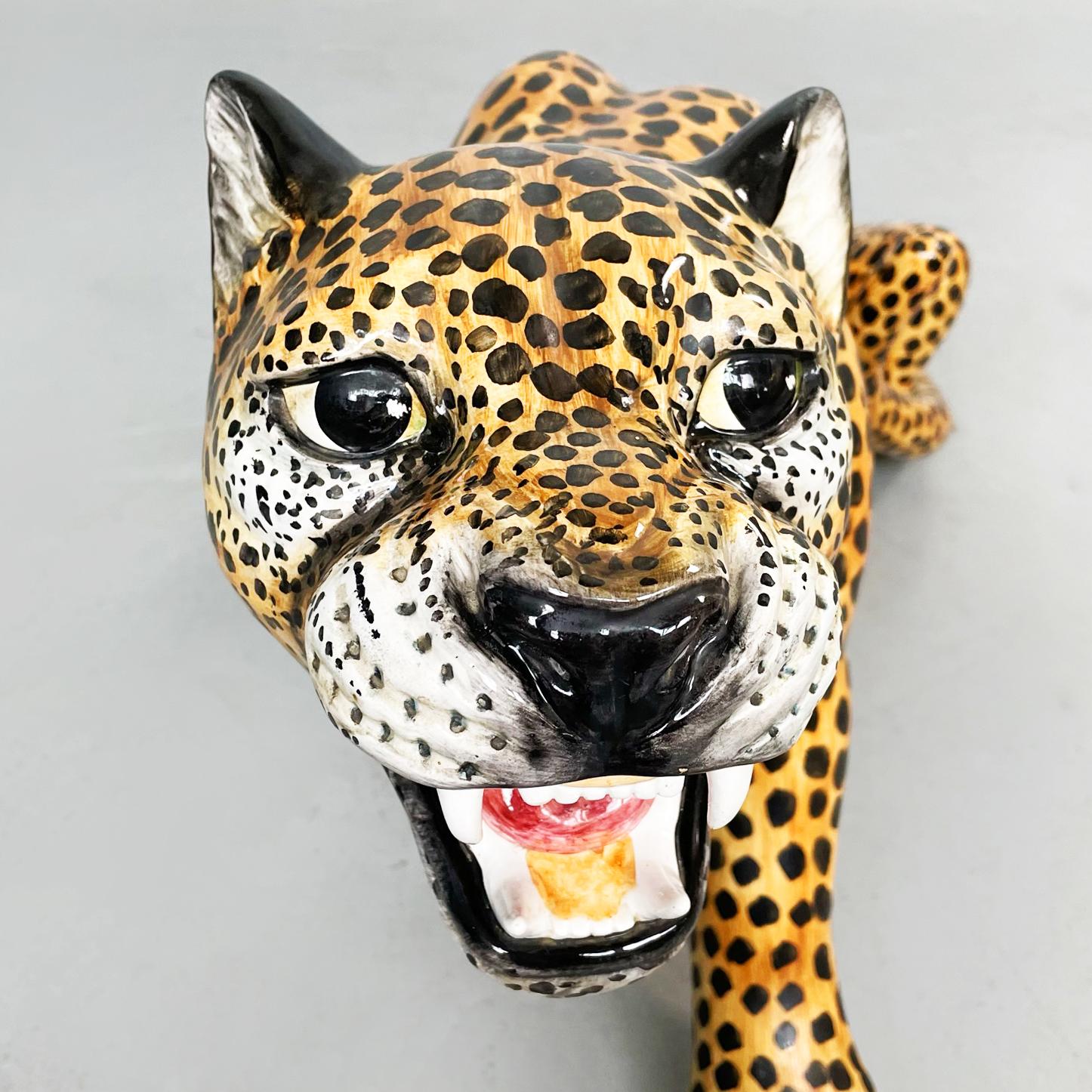 Italian Mid-Century Modern Ceramic Statue of a Feline Animal Cheetah, 1960s For Sale 3