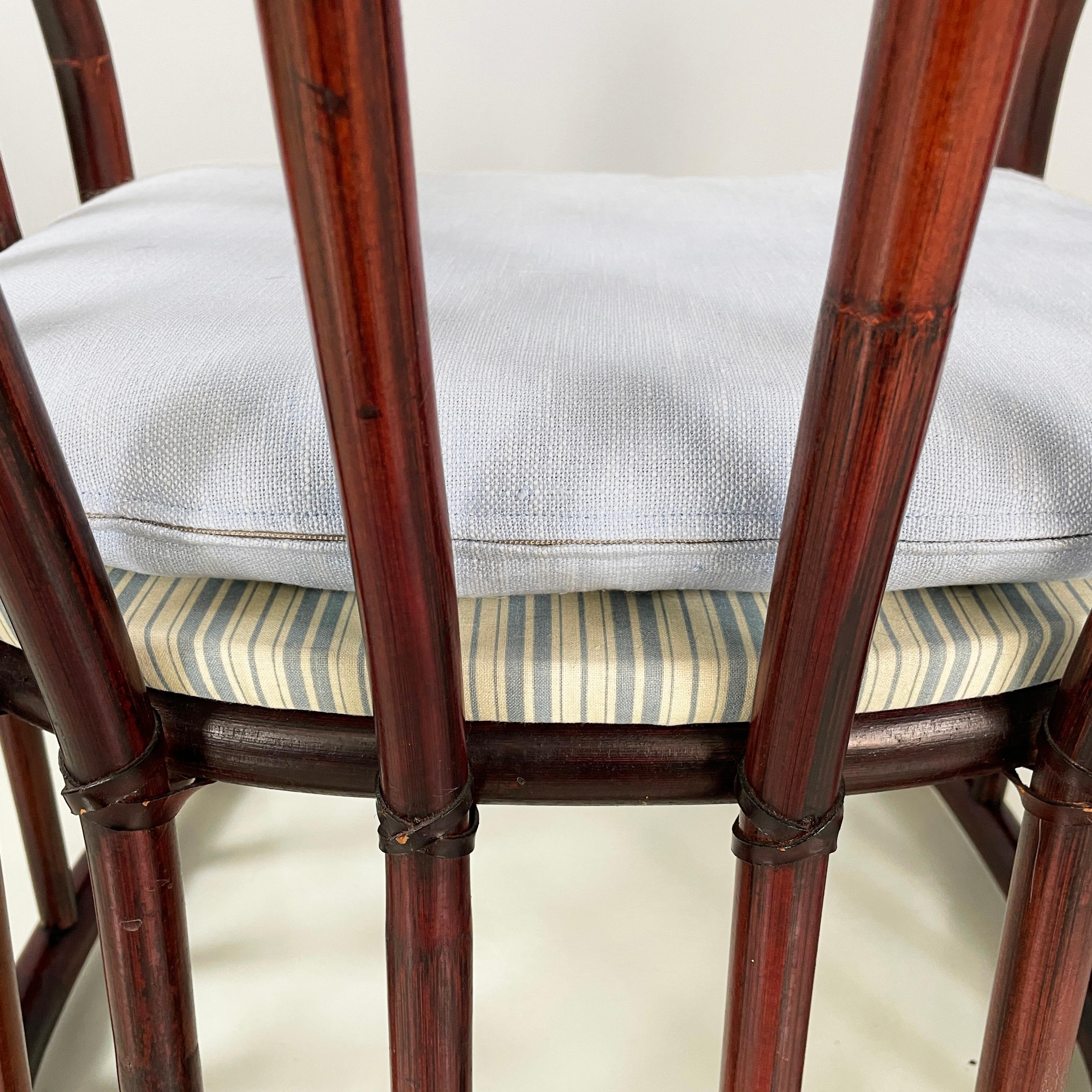 Italian mid-century modern Chair in bamboo, light blue fabric  by Bonacina 1960s For Sale 8