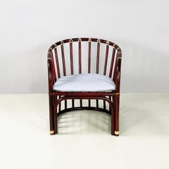 Italienischer Stuhl aus der Mitte des Jahrhunderts, Bambus, hellblauer Stoff  von Bonacina 1960er Jahre