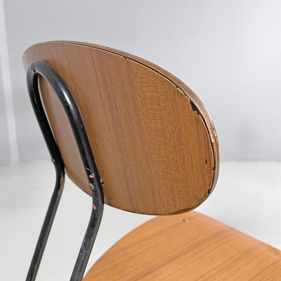 Italian mid-century modern chair in brown formica and black metal, 1960s For Sale 4