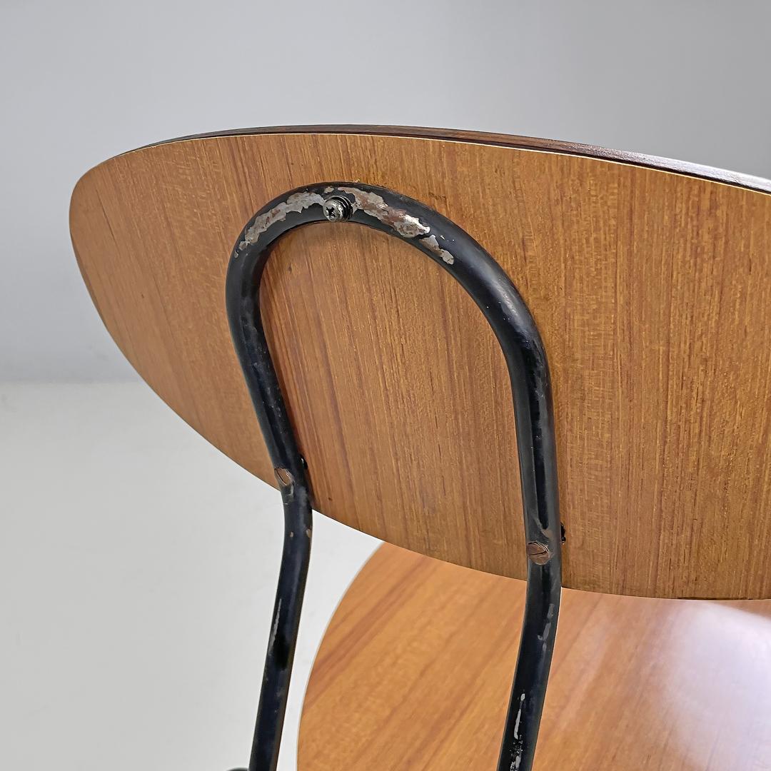 Italian mid-century modern chair in brown formica and black metal, 1960s For Sale 5