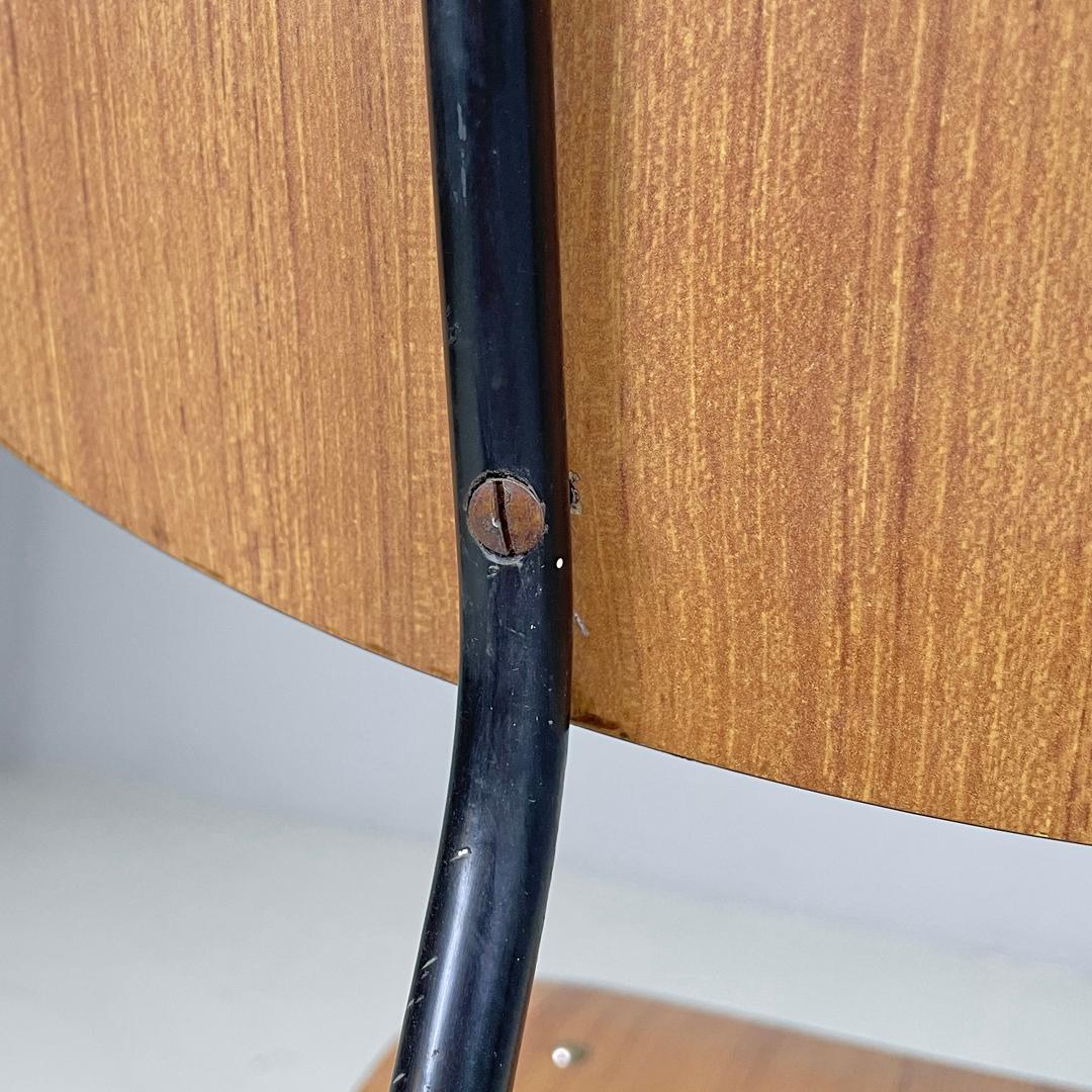 Italian mid-century modern chair in brown formica and black metal, 1960s For Sale 6