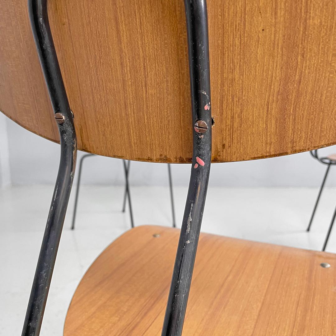 Italian mid-century modern chair in brown formica and black metal, 1960s For Sale 7