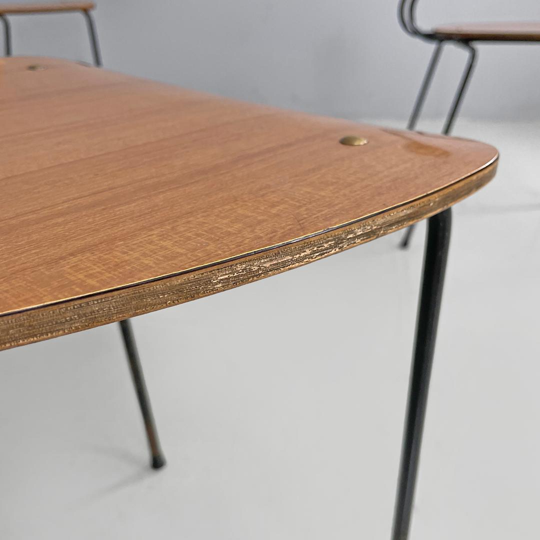 Italian mid-century modern chair in brown formica and black metal, 1960s For Sale 11