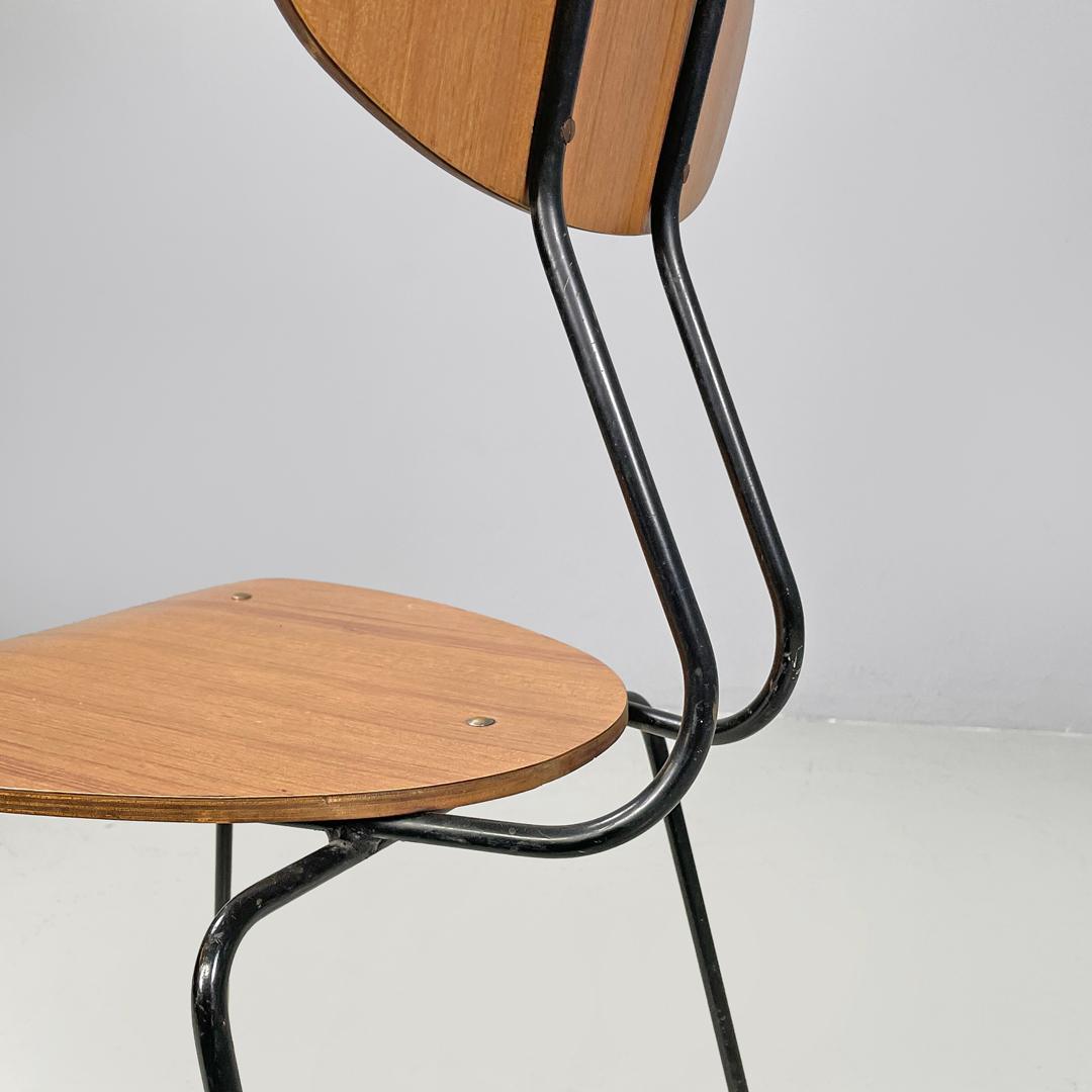 Italian mid-century modern chair in brown formica and black metal, 1960s For Sale 13