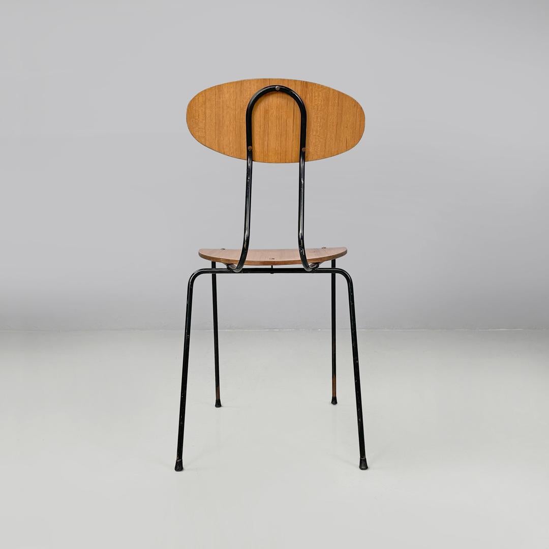 Italian mid-century modern chair in brown formica and black metal, 1960s For Sale 1