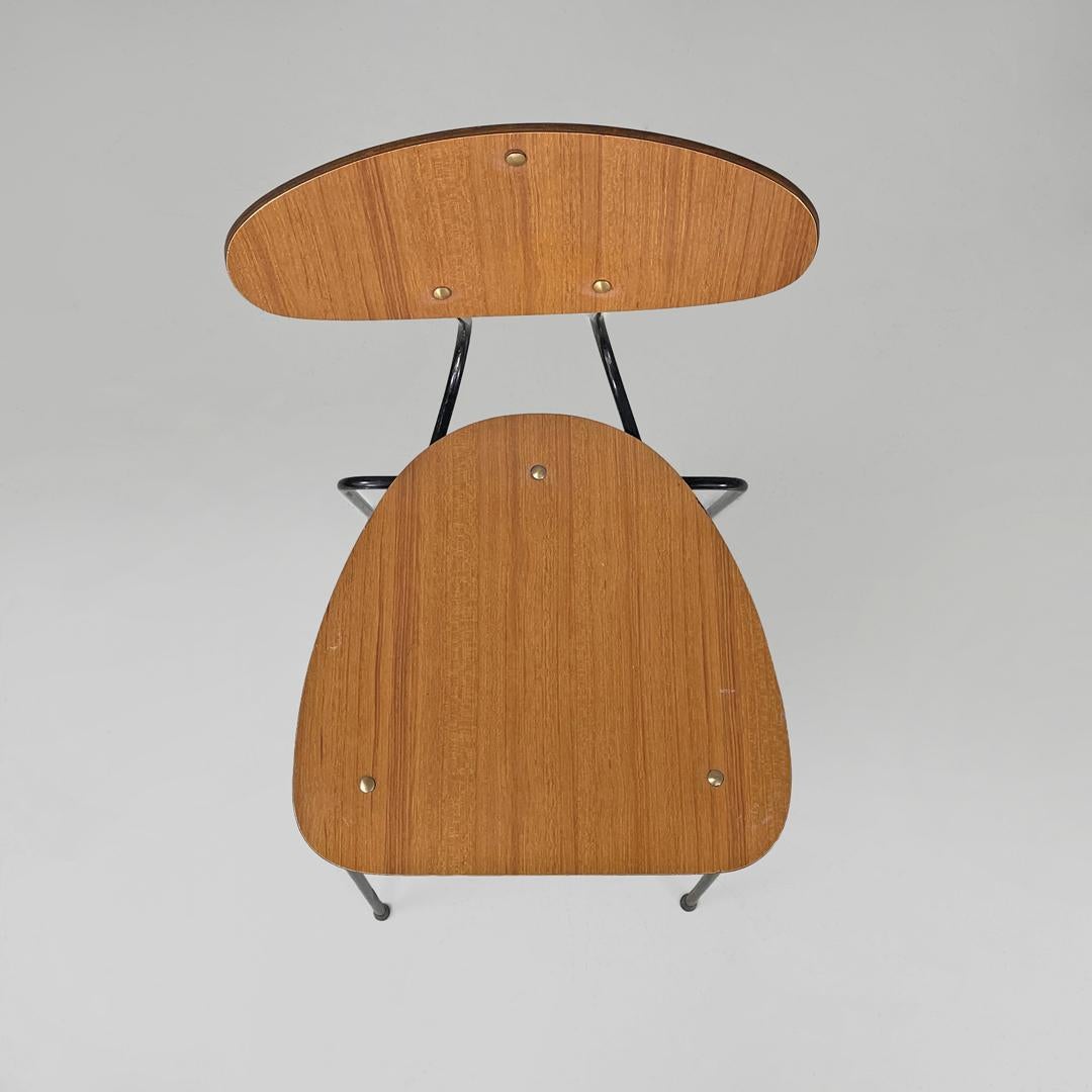 Italian mid-century modern chair in brown formica and black metal, 1960s For Sale 2