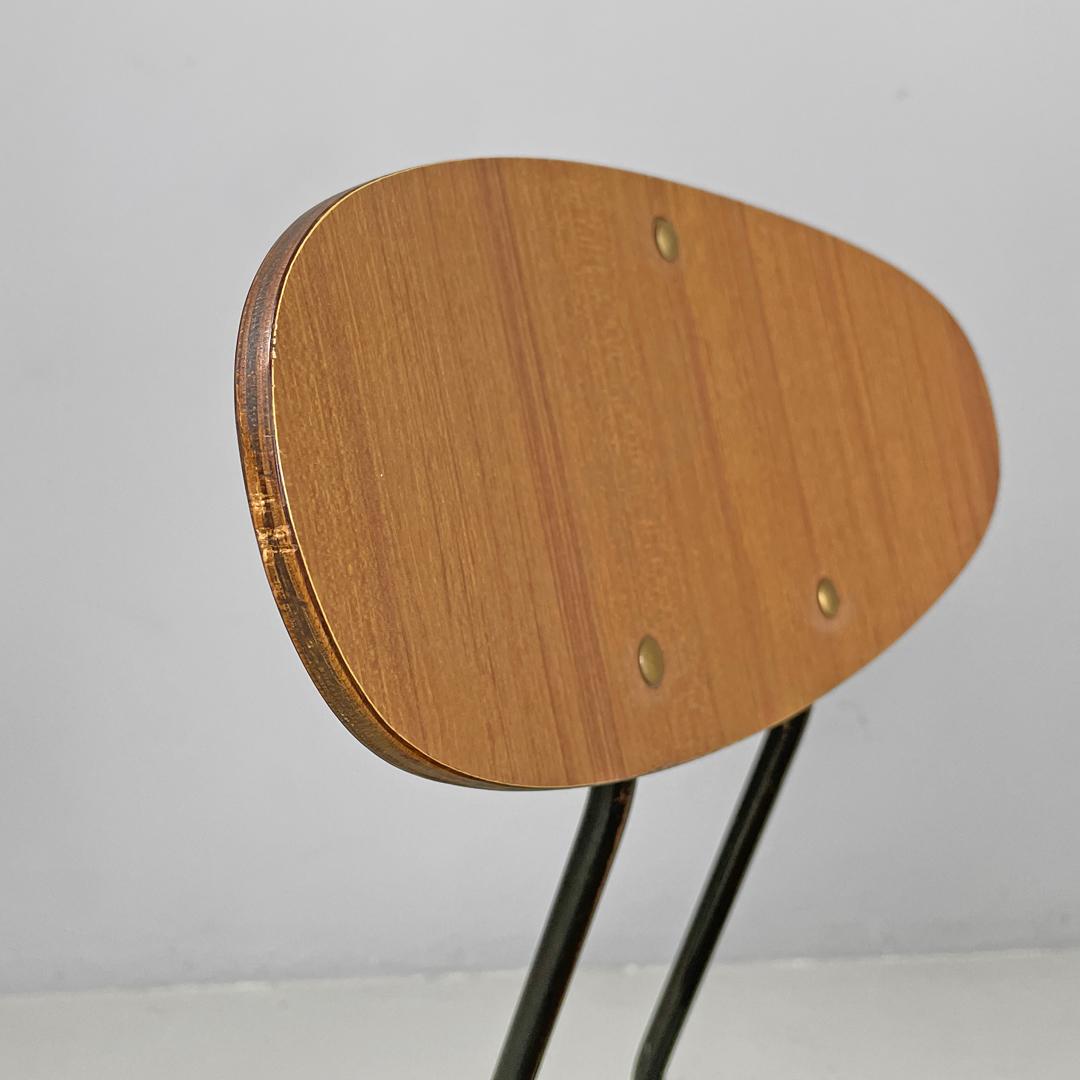 Italian mid-century modern chair in brown formica and black metal, 1960s For Sale 3