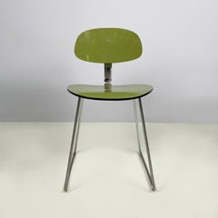 Italian mid-century modern Chair in green formica and chromed metal, 1950s