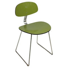 Italian mid-century modern Chair in green formica and chromed metal, 1950s