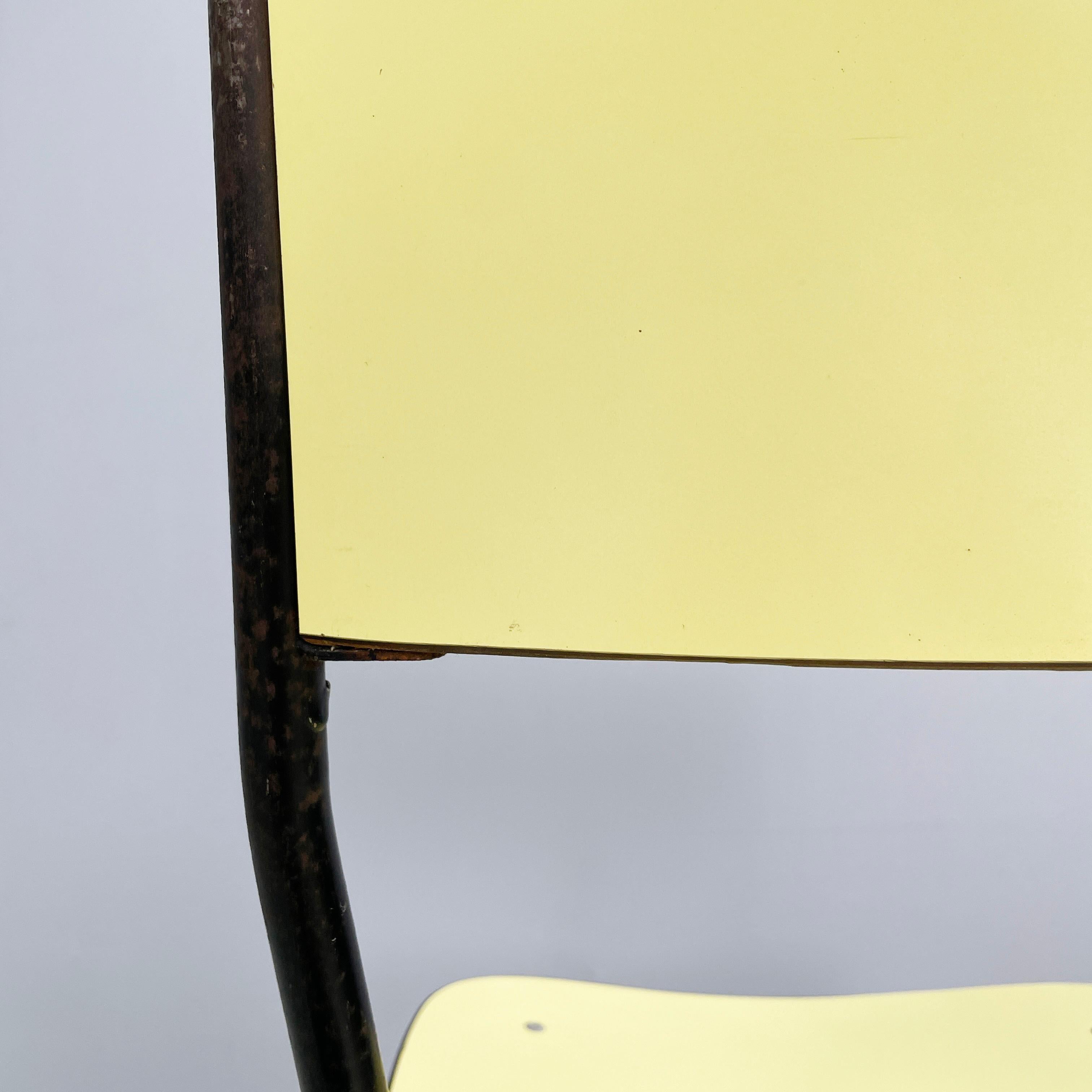 Italian mid-century modern Chair in light yellow laminate and black metal, 1960s For Sale 11