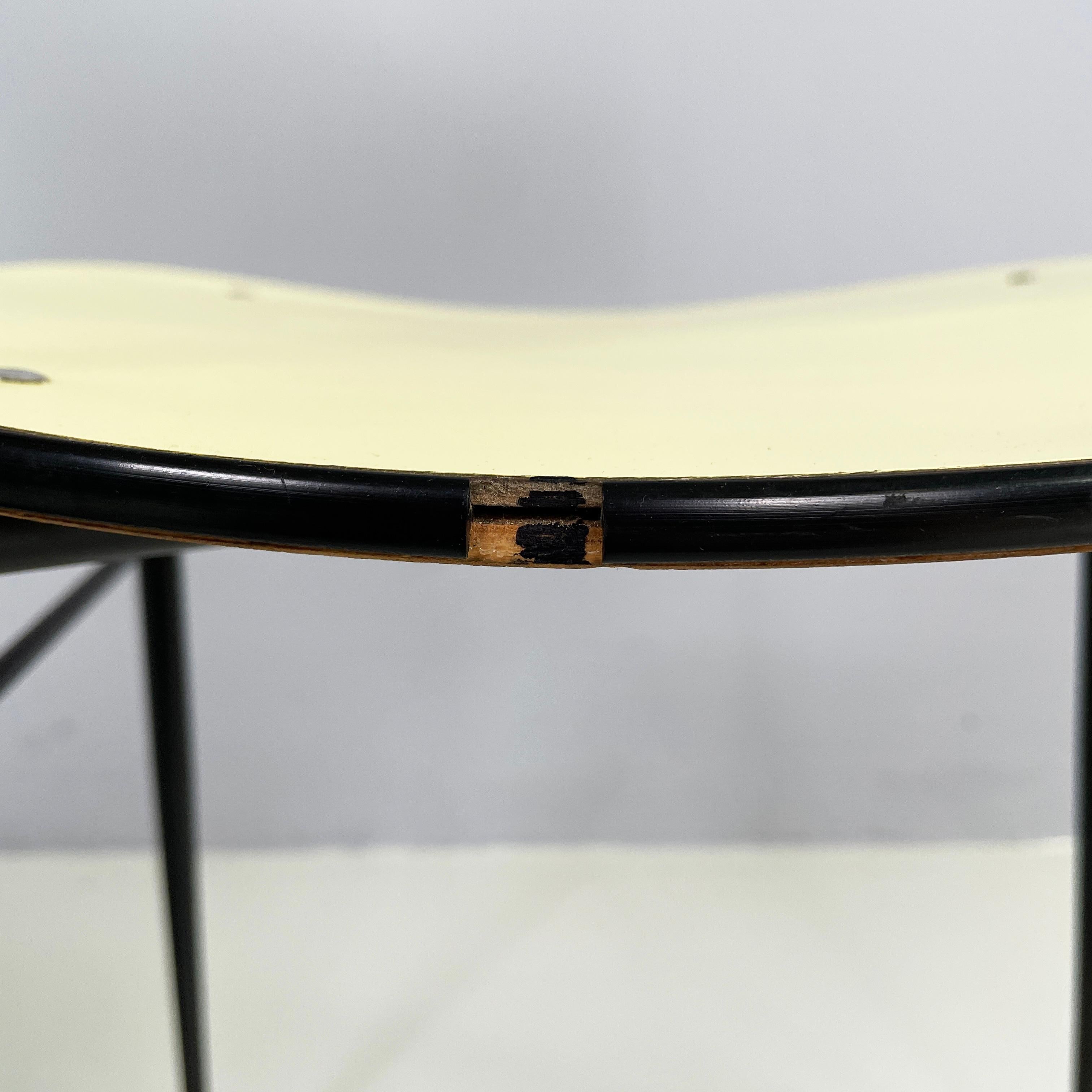 Italian mid-century modern Chair in light yellow laminate and black metal, 1960s For Sale 12