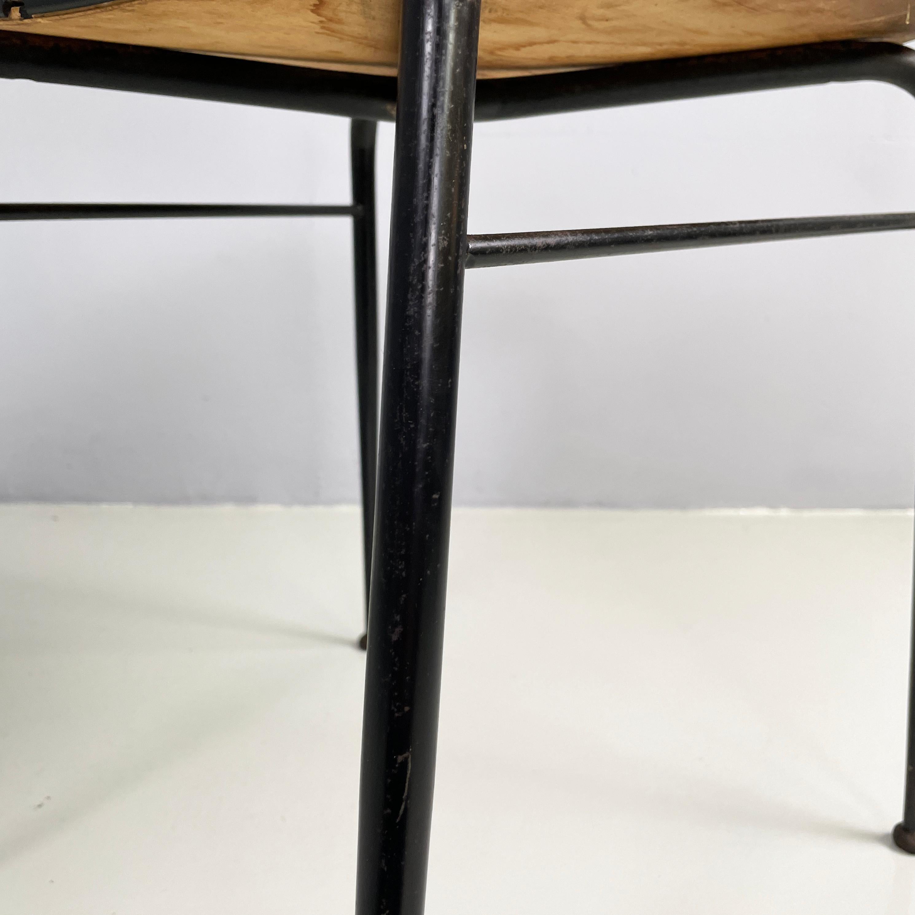 Italian mid-century modern Chair in light yellow laminate and black metal, 1960s For Sale 13