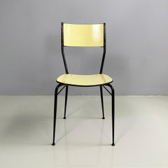 Italian mid-century modern Chair in light yellow laminate and black metal, 1960s