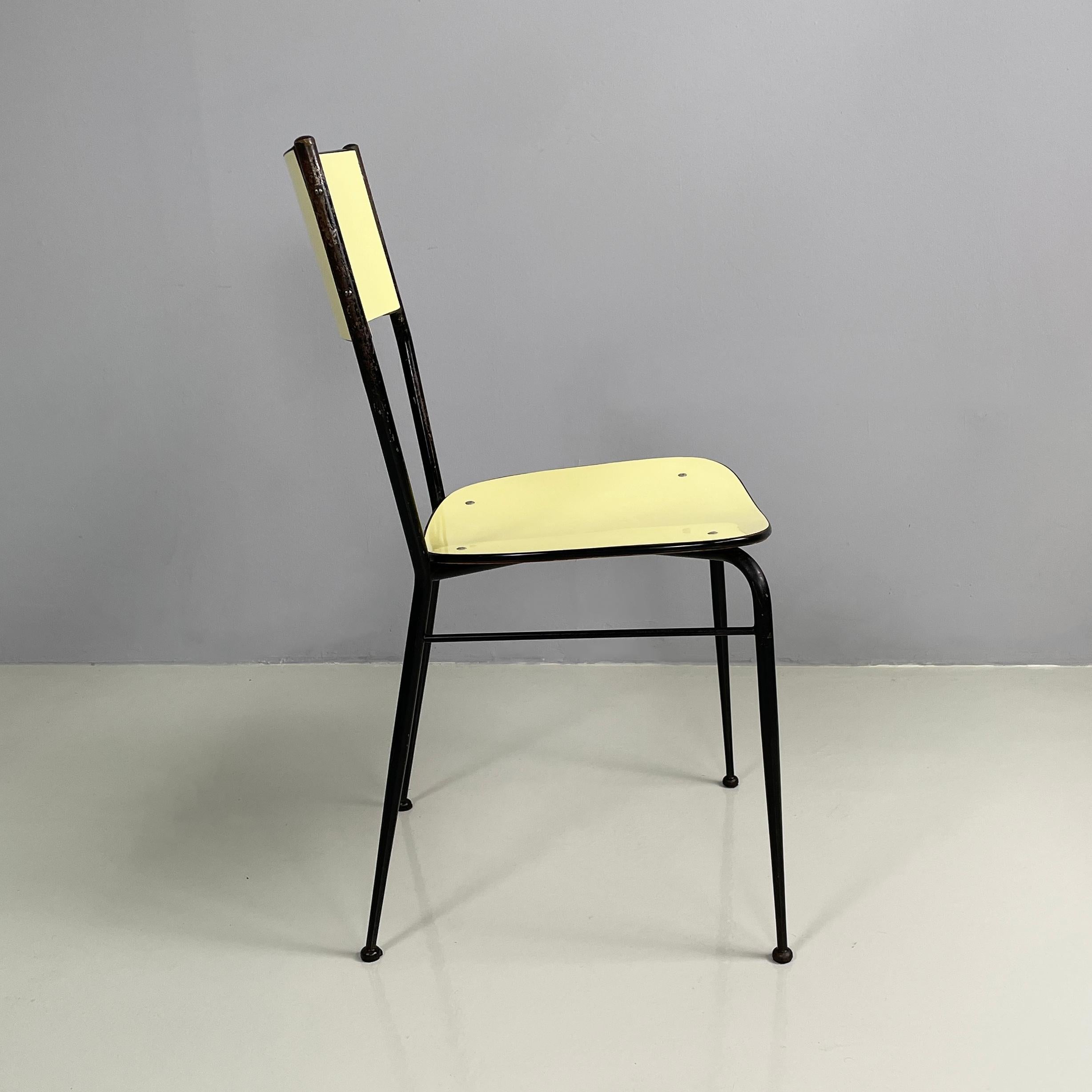 Mid-Century Modern Italian mid-century modern Chair in light yellow laminate and black metal, 1960s For Sale