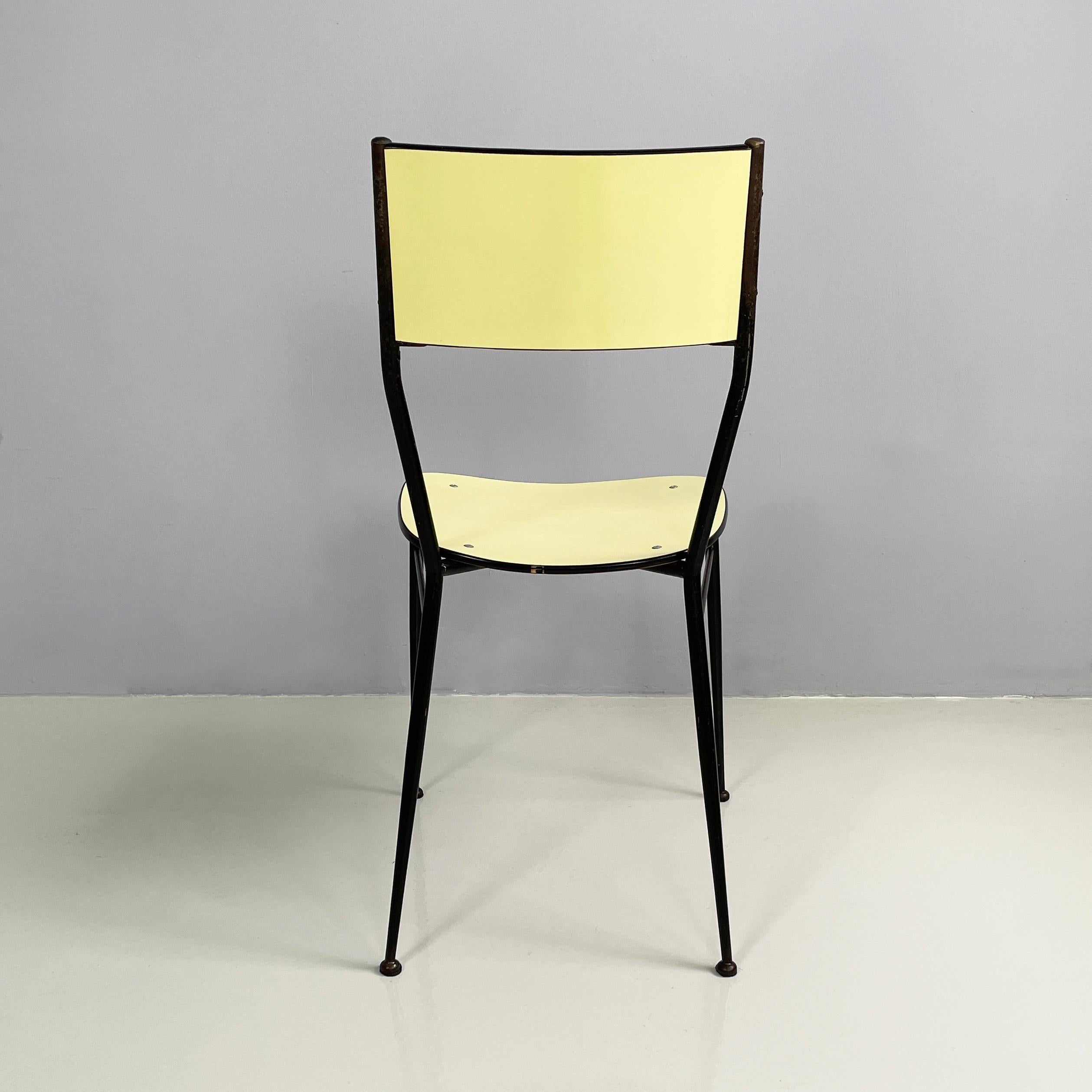 Mid-20th Century Italian mid-century modern Chair in light yellow laminate and black metal, 1960s For Sale