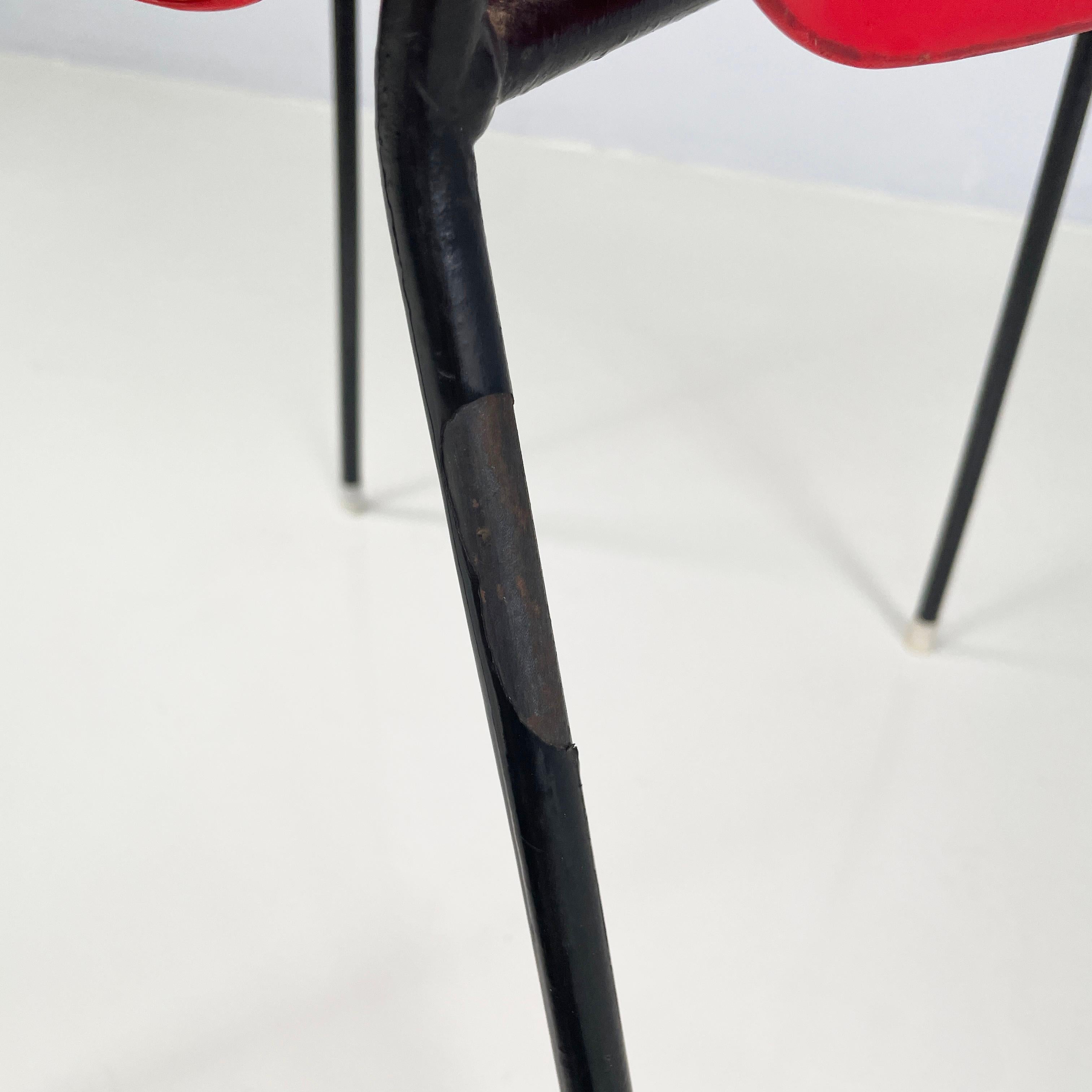 Italian mid-century modern Chair in red plastic and black metal, 1960s For Sale 12