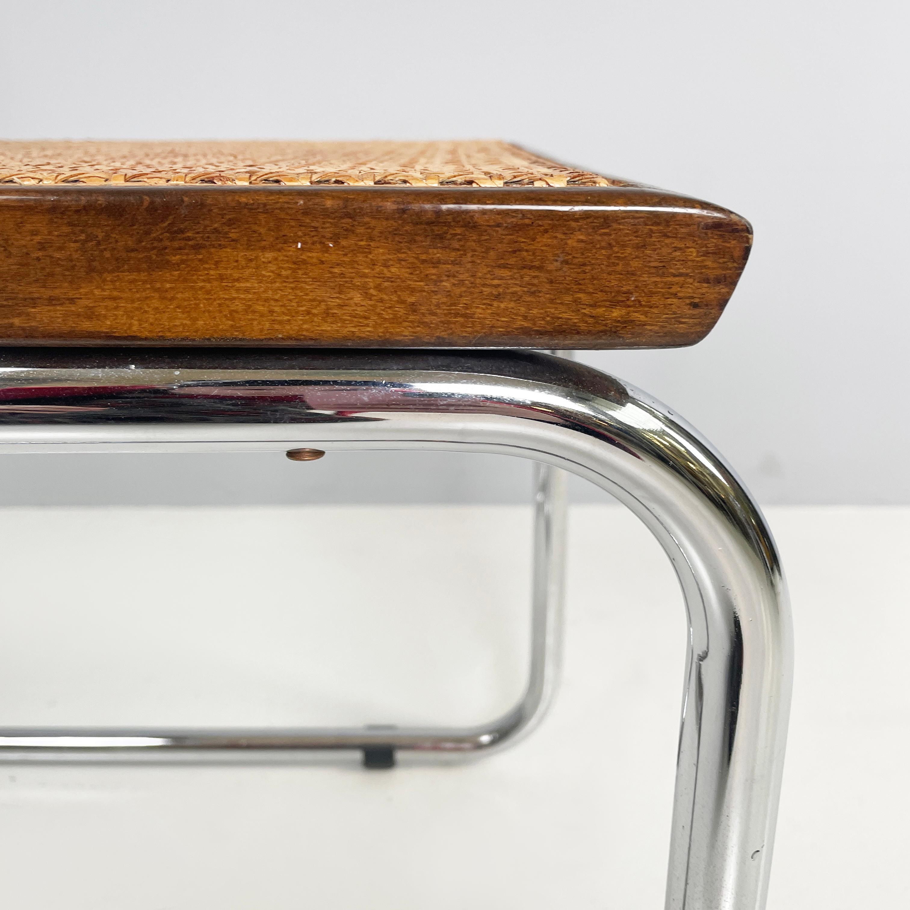 Chaise italienne moderne du milieu du siècle dernier en paille, bois et acier, années 1960 en vente 5