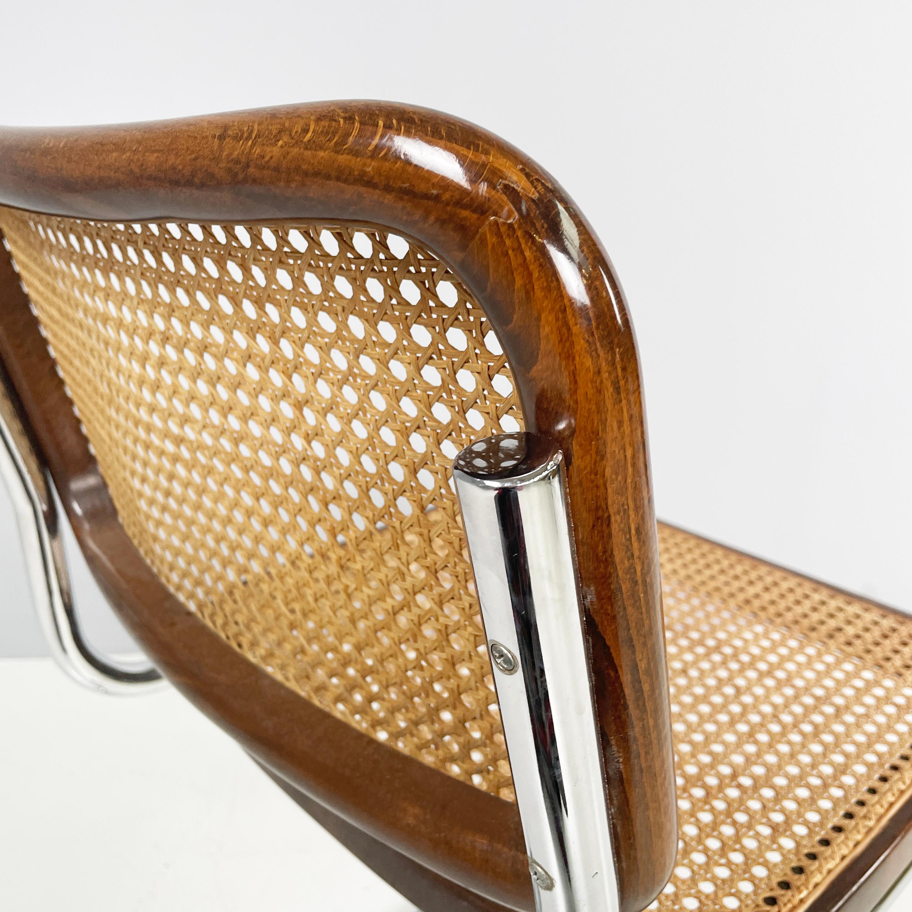 Chaise italienne moderne du milieu du siècle dernier en paille, bois et acier, années 1960 en vente 7