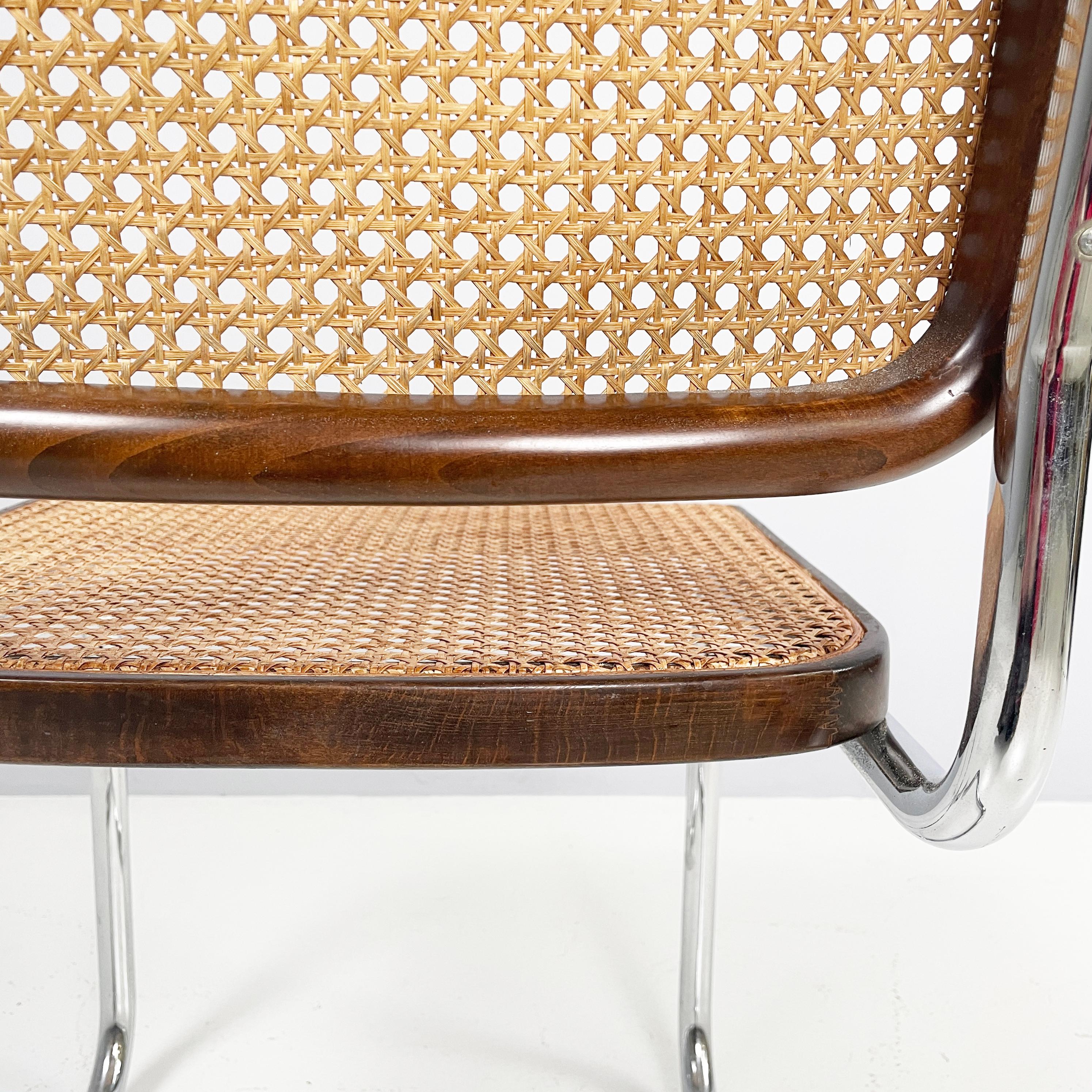Chaise italienne moderne du milieu du siècle dernier en paille, bois et acier, années 1960 en vente 8