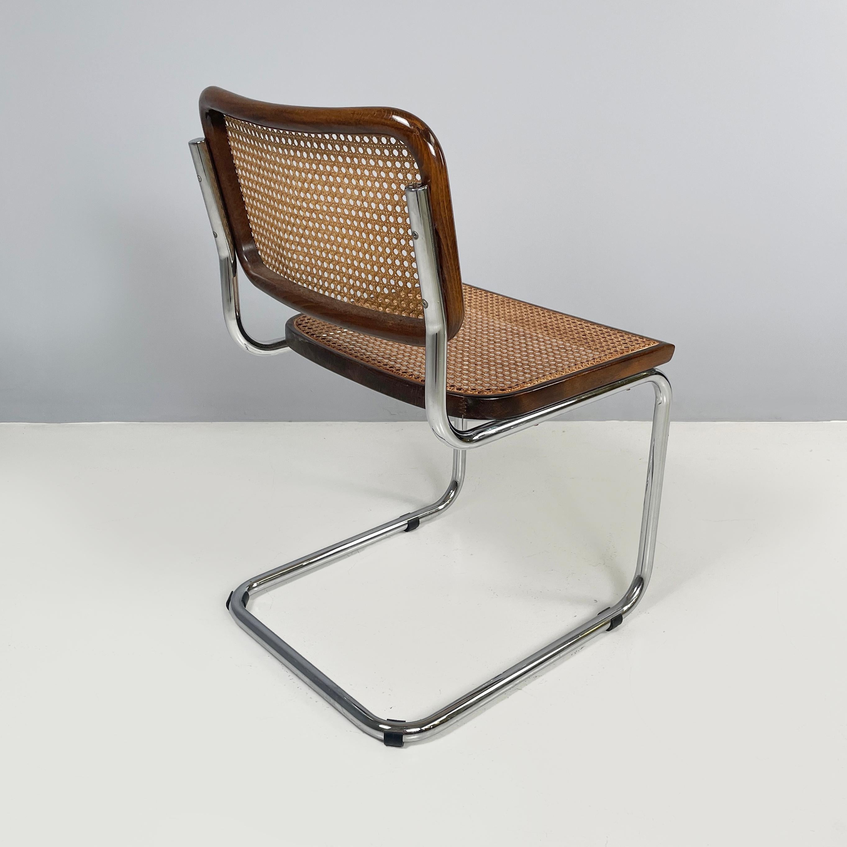 Italian mid-century modern Chair in straw, wood and steel, 1960s In Good Condition For Sale In MIlano, IT