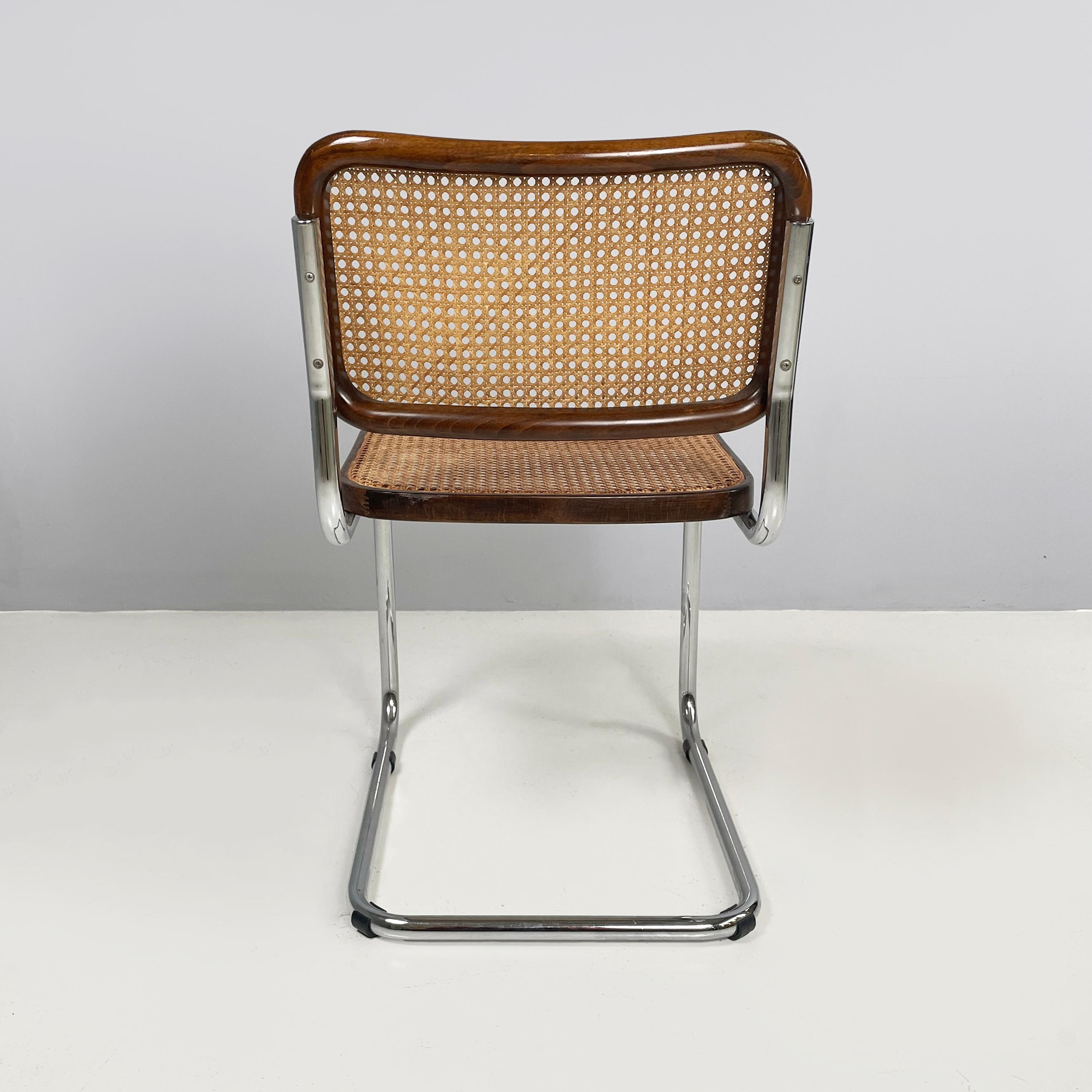 Chaise italienne moderne du milieu du siècle dernier en paille, bois et acier, années 1960 Bon état - En vente à MIlano, IT