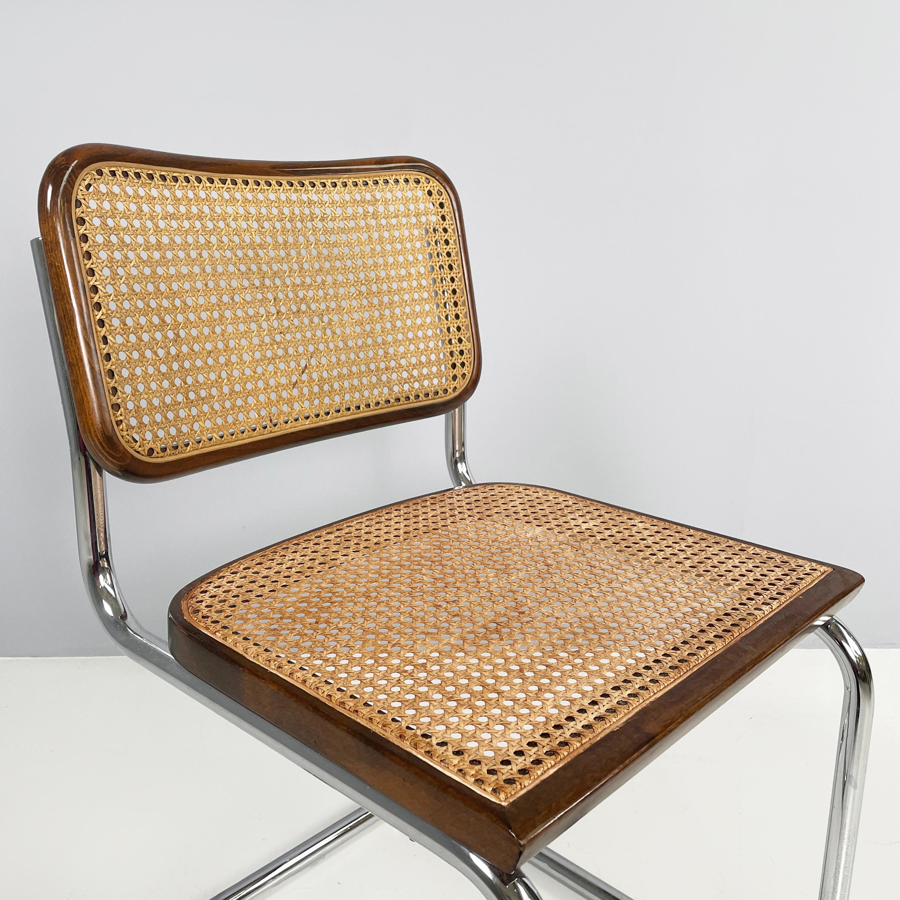 Mid-20th Century Chaise italienne moderne du milieu du siècle dernier en paille, bois et acier, années 1960 en vente