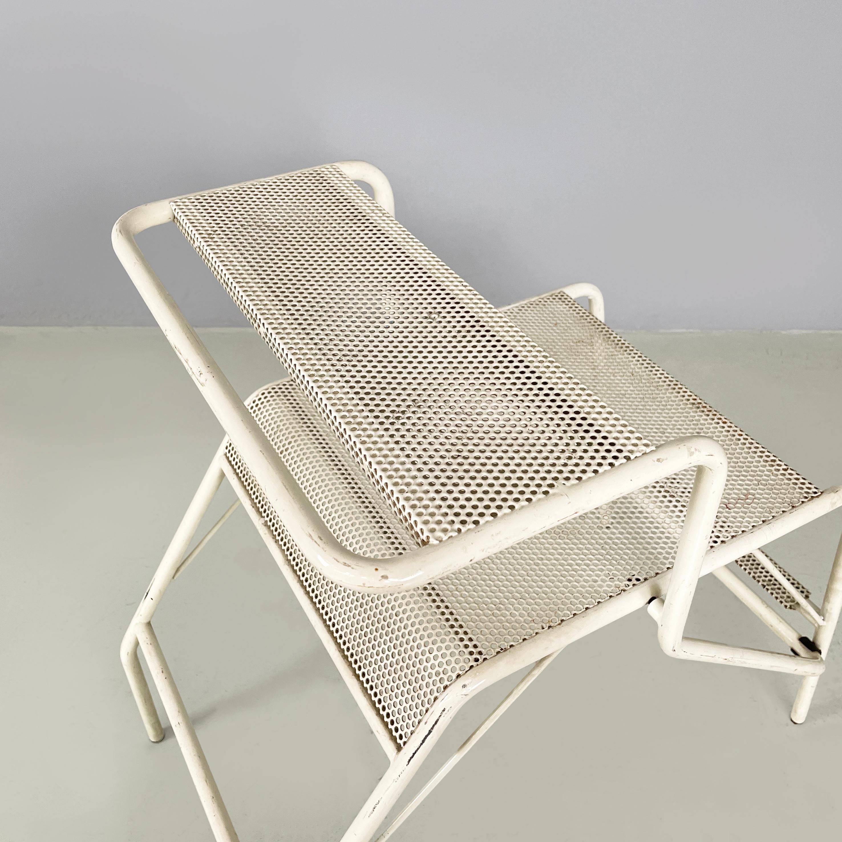 Italian mid-century modern Chair turn in to stairs in white metal, 1960s 7
