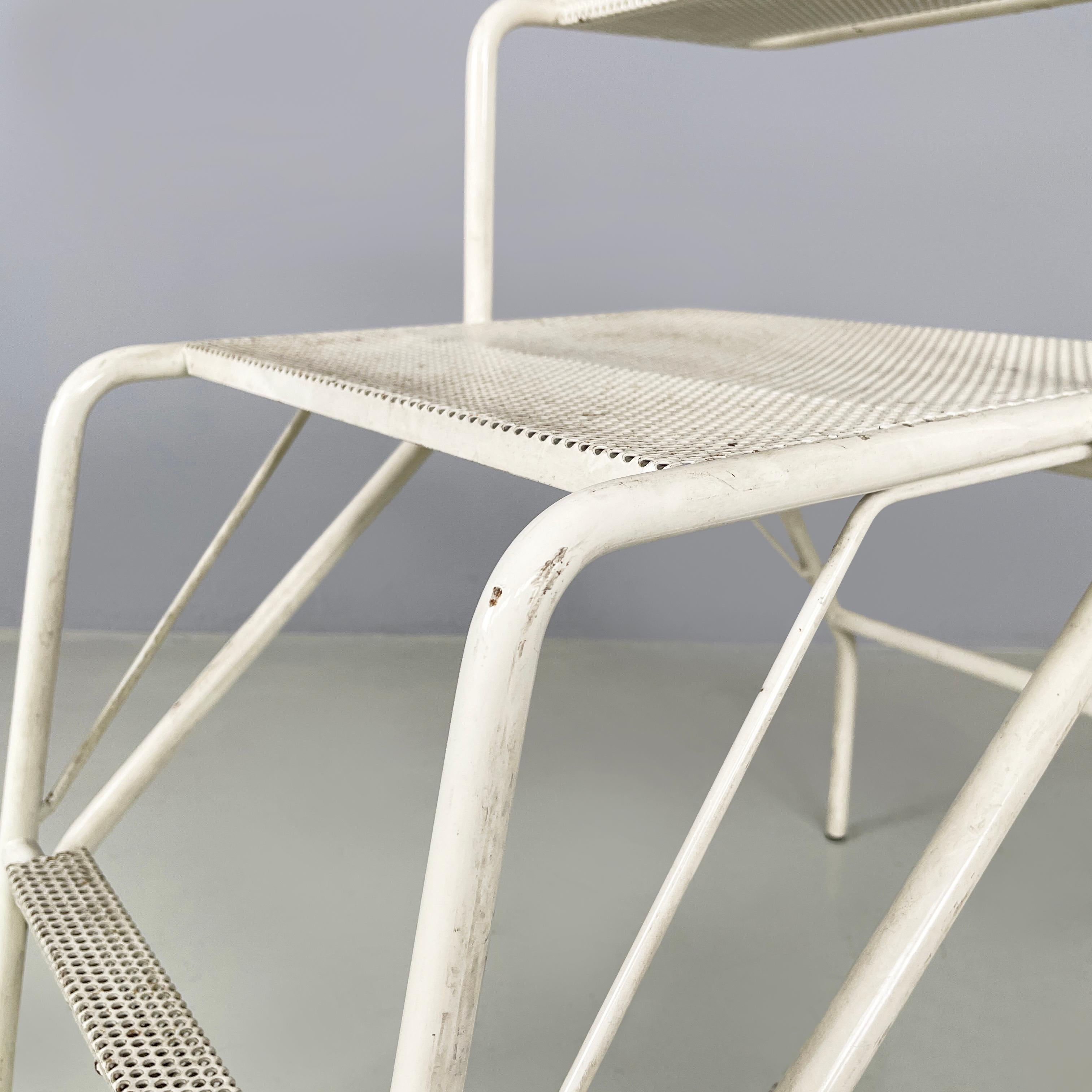 Italian mid-century modern Chair turn in to stairs in white metal, 1960s 8