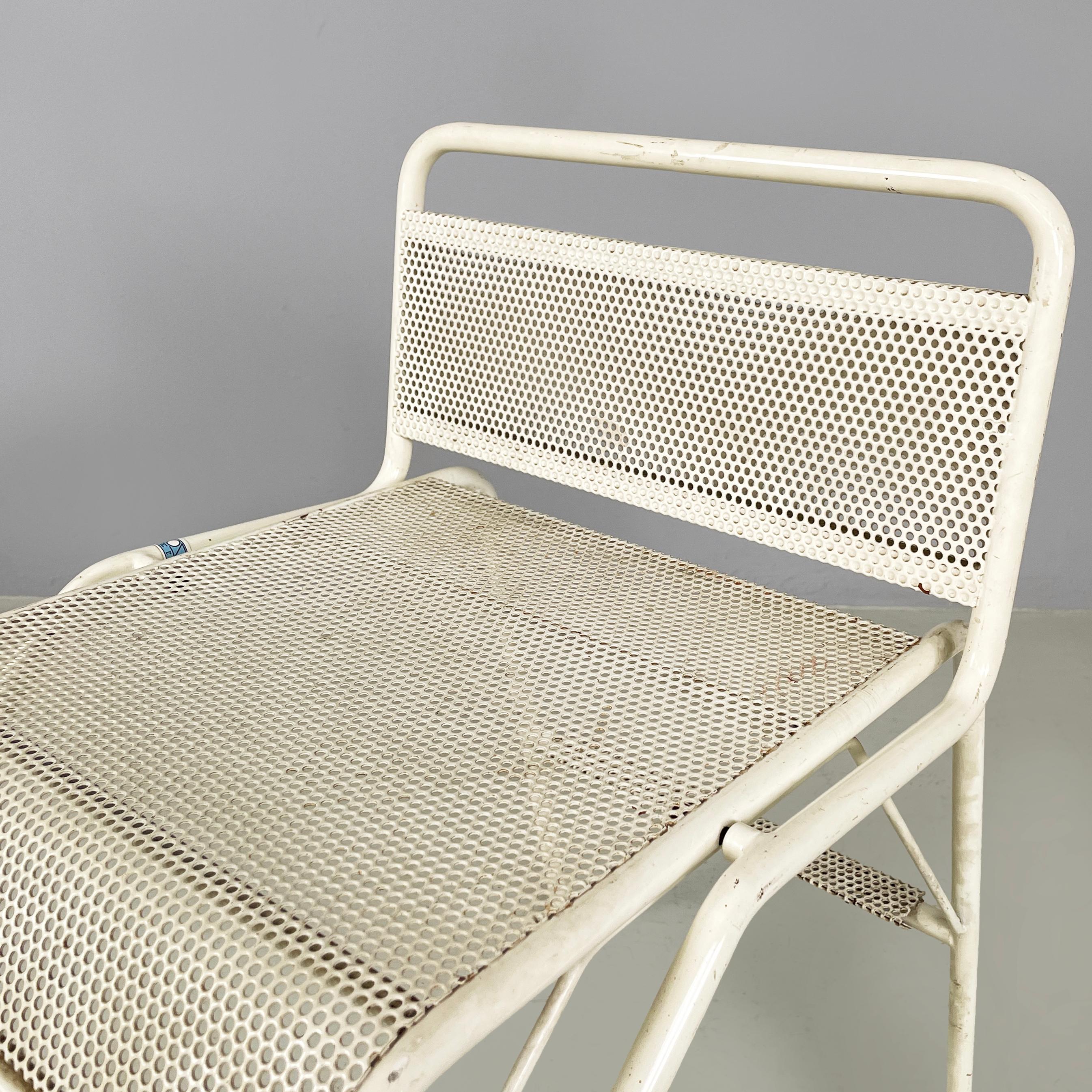 Italian mid-century modern Chair turn in to stairs in white metal, 1960s 1