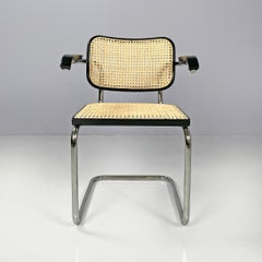 Chaise italienne moderne du milieu du siècle dernier avec accoudoirs Cesca de Breuer pour Gavina, années 1960