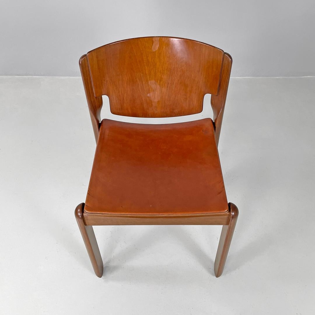 Leather Italian mid-century modern chairs 122 by Vico Magistretti for Cassina, 1960s For Sale