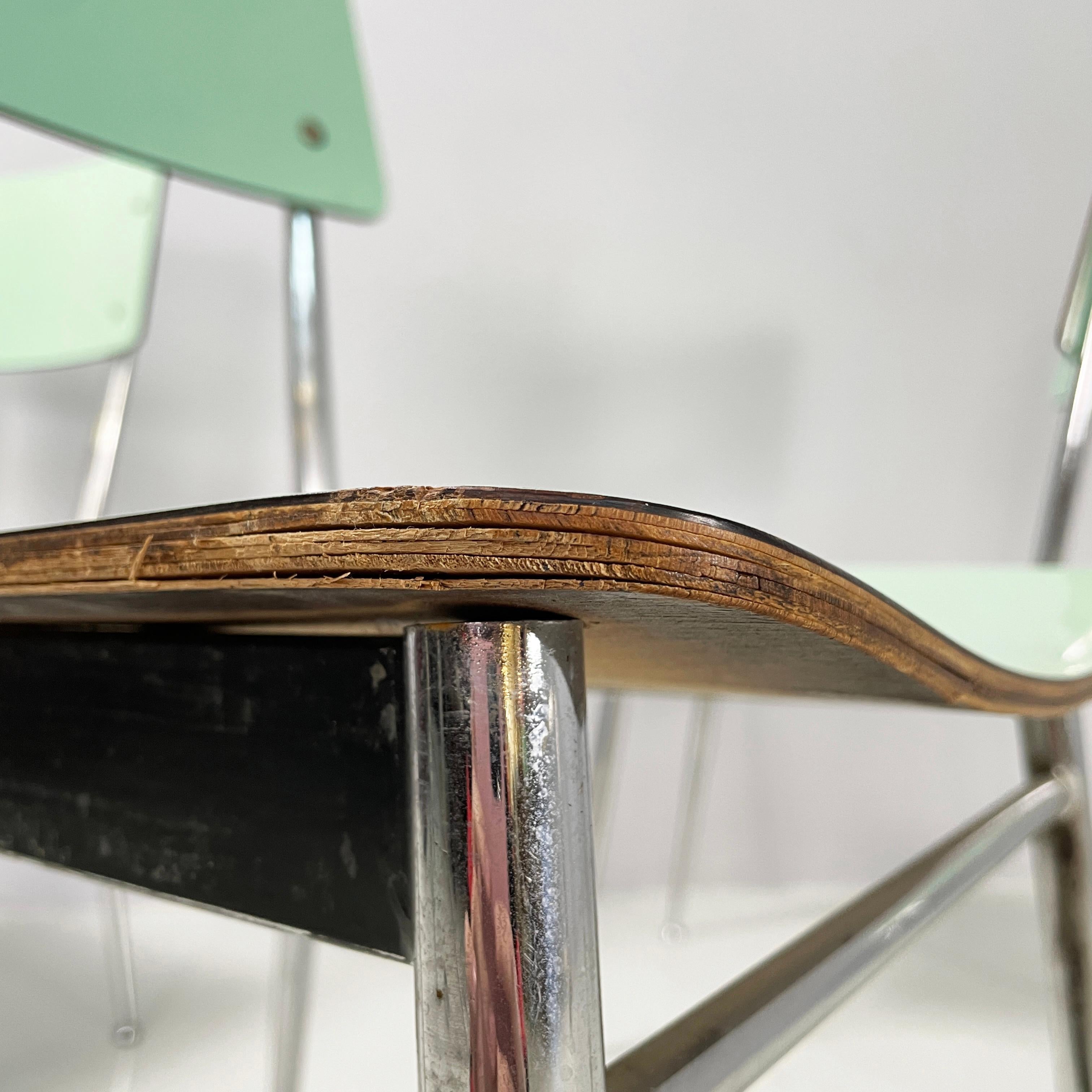 Italian mid-century modern Chairs in aqua green formica and metal, 1960s For Sale 5