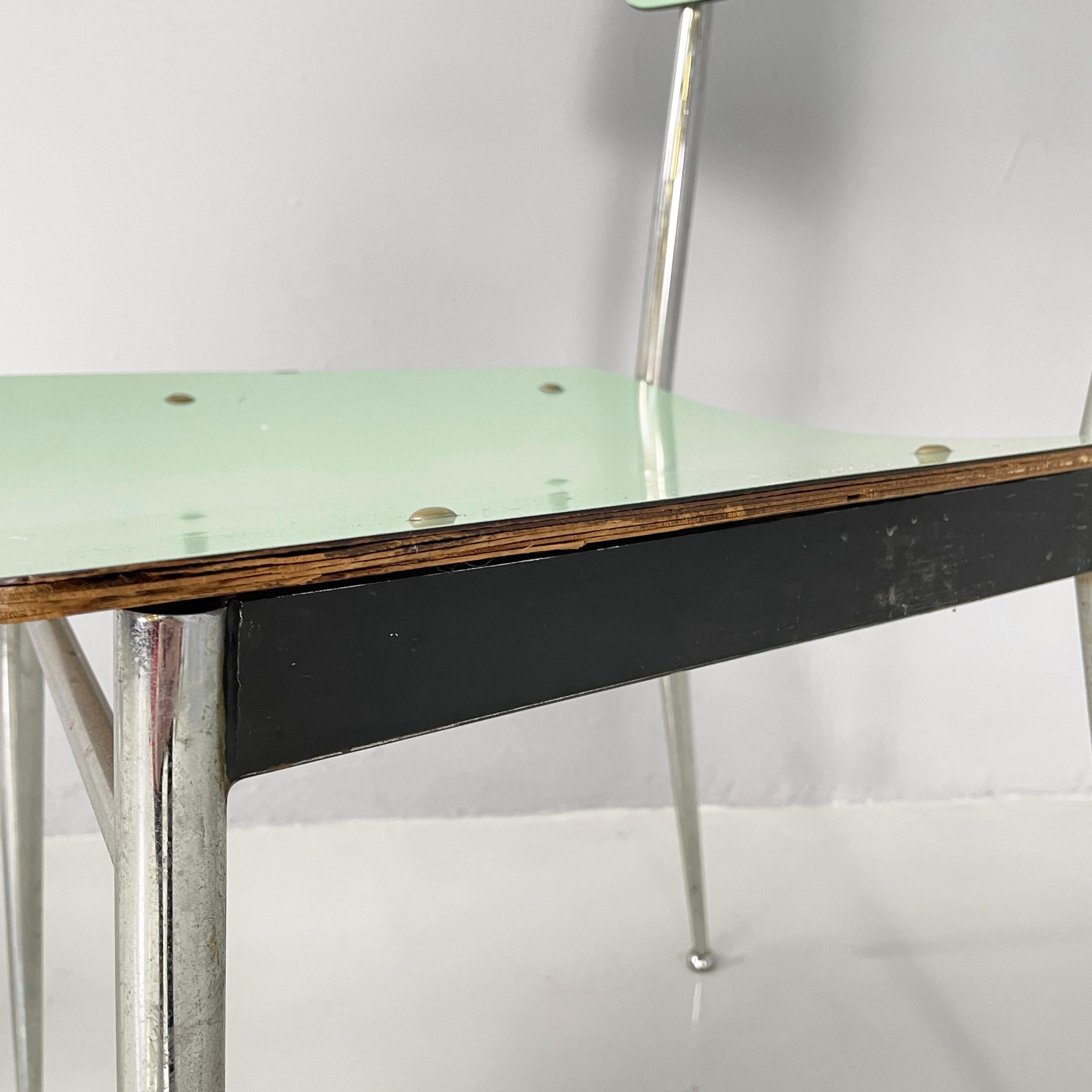 Italian mid-century modern Chairs in aqua green formica and metal, 1960s For Sale 7