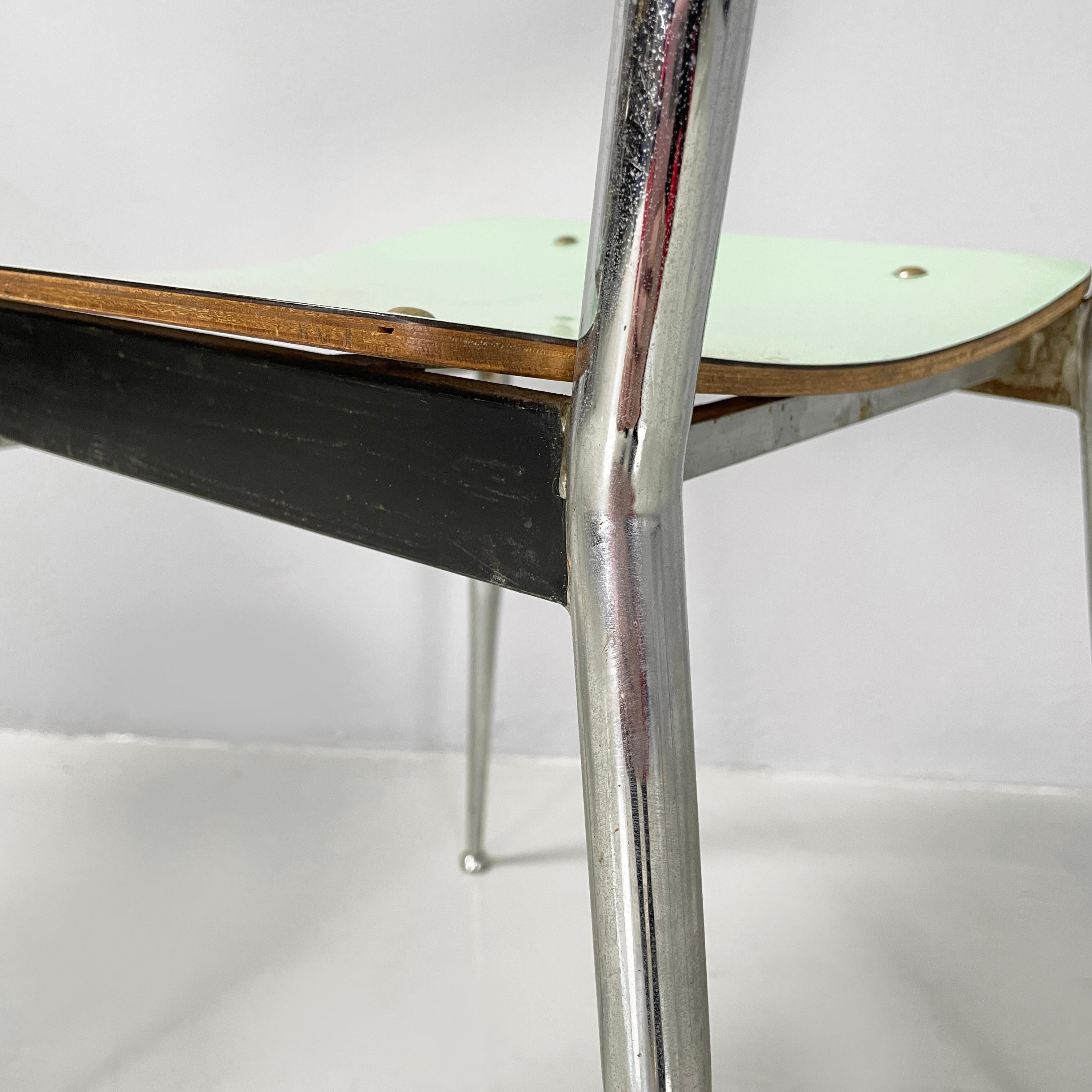 Italian mid-century modern Chairs in aqua green formica and metal, 1960s For Sale 8