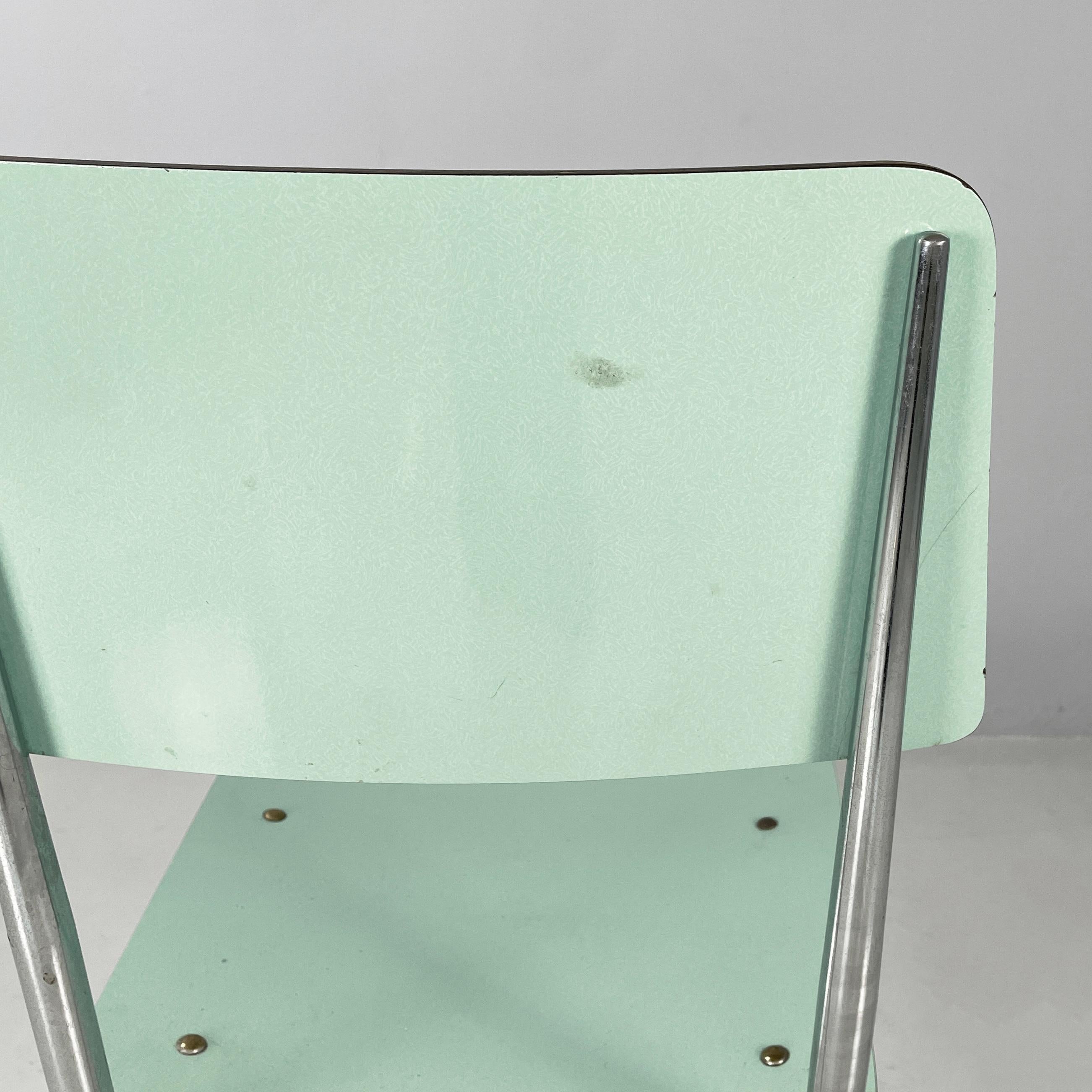 Italian mid-century modern Chairs in aqua green formica and metal, 1960s For Sale 9