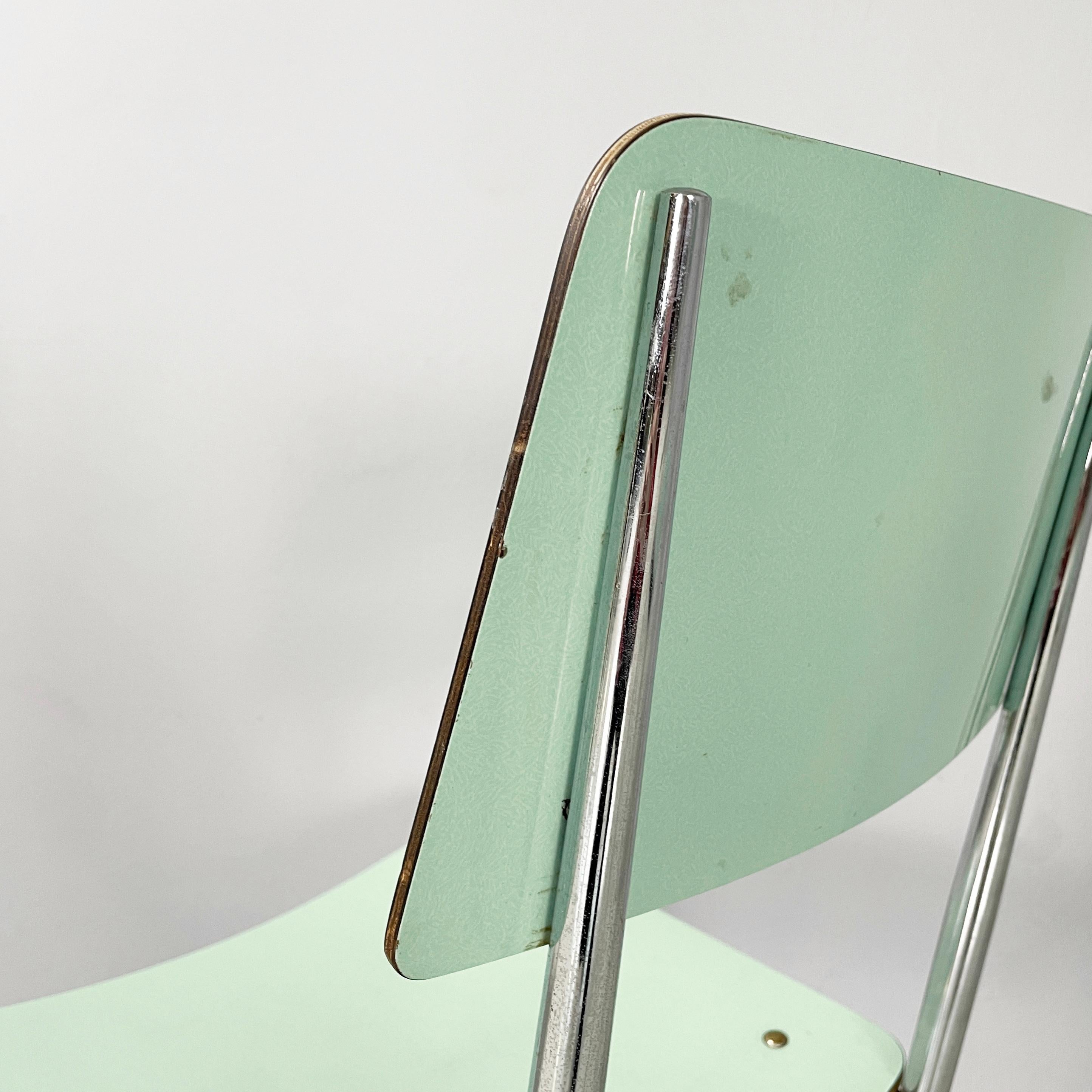 Italian mid-century modern Chairs in aqua green formica and metal, 1960s For Sale 10