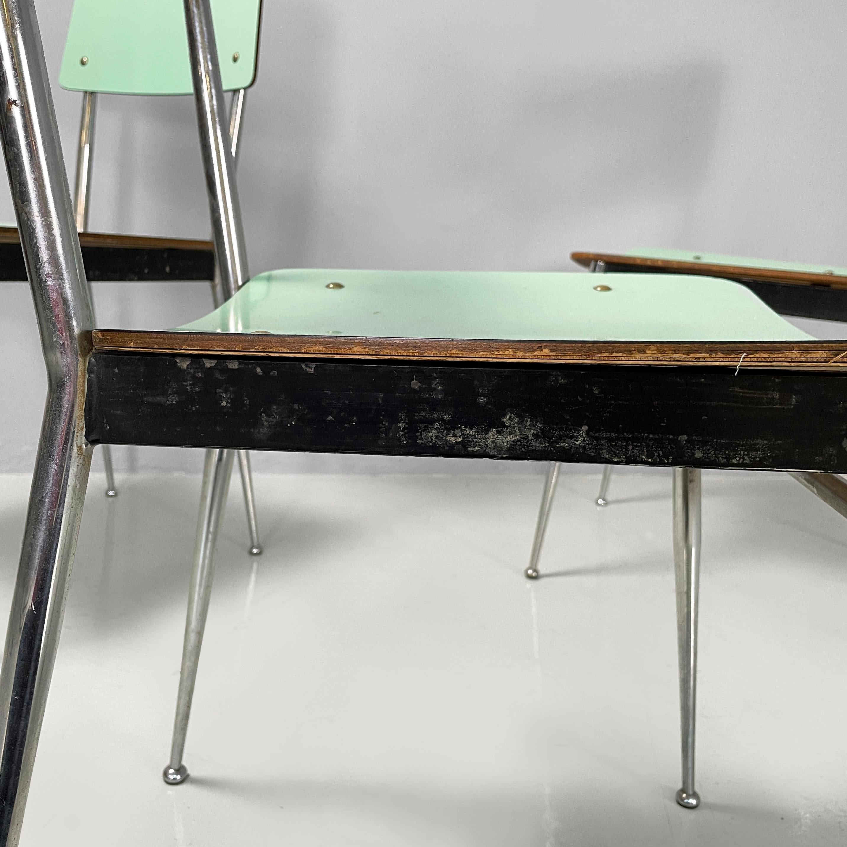 Italian mid-century modern Chairs in aqua green formica and metal, 1960s For Sale 11