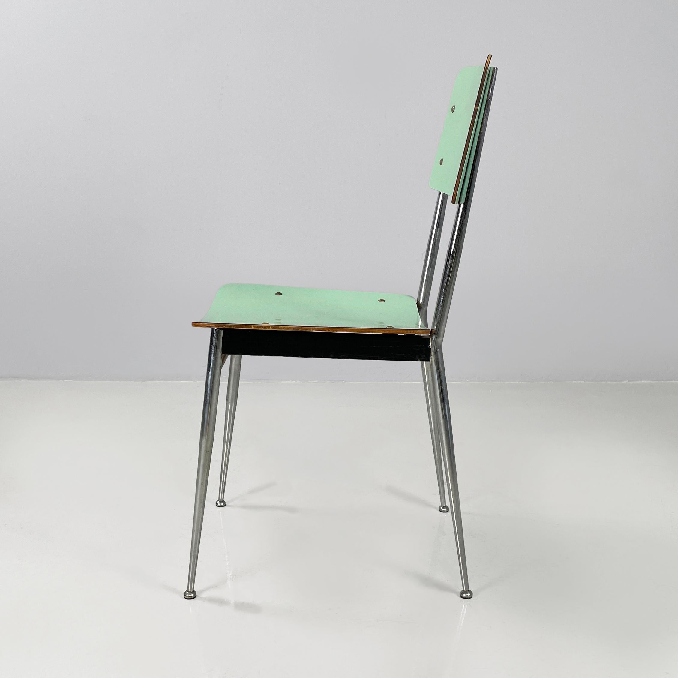 Mid-Century Modern Italian mid-century modern Chairs in aqua green formica and metal, 1960s For Sale