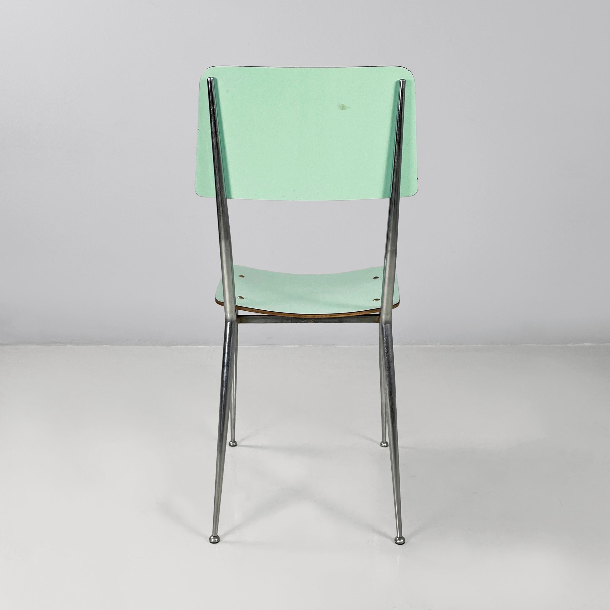 Italian mid-century modern Chairs in aqua green formica and metal, 1960s In Good Condition For Sale In MIlano, IT